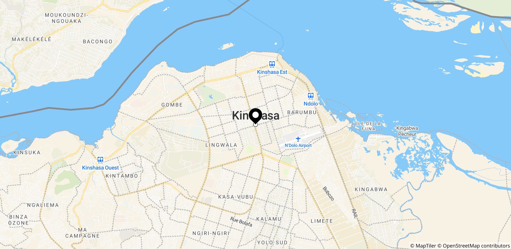 Kinshasa i Den Demokratiske Republik Congo, hvor et tilfælde blev fundet efter rejse fra Ituri