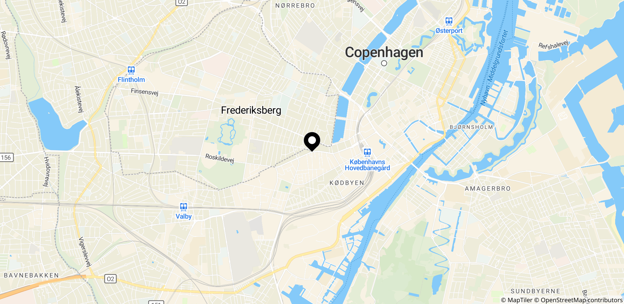 Frederiksberg i København, stedet for hændelsen hvor manden blev skudt i benet