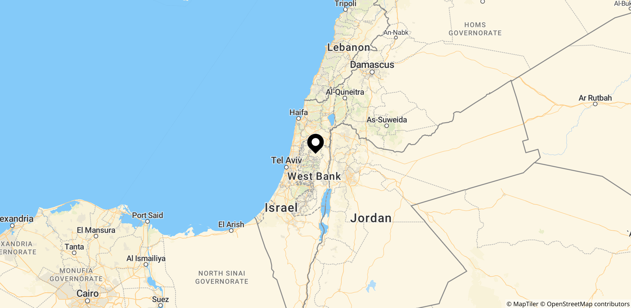 Området Vestbredden i de besatte områder under israelsk militærjurisdiktion, hvor lovgivningen primært vil påvirke palæstinensere