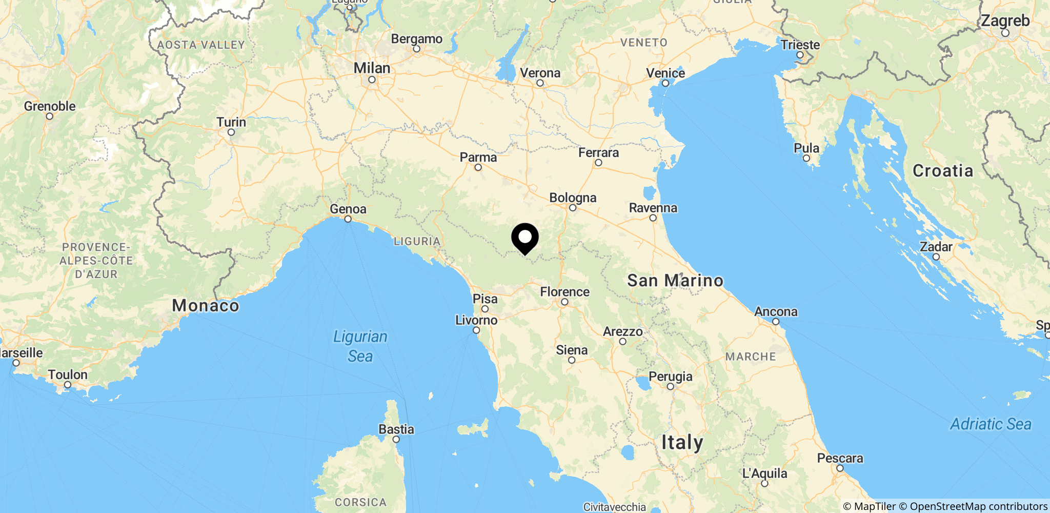 Området omkring Corno alle Scale i Emilia-Romagna, Italien, hvor Giro d'Italia-etapen sluttede.