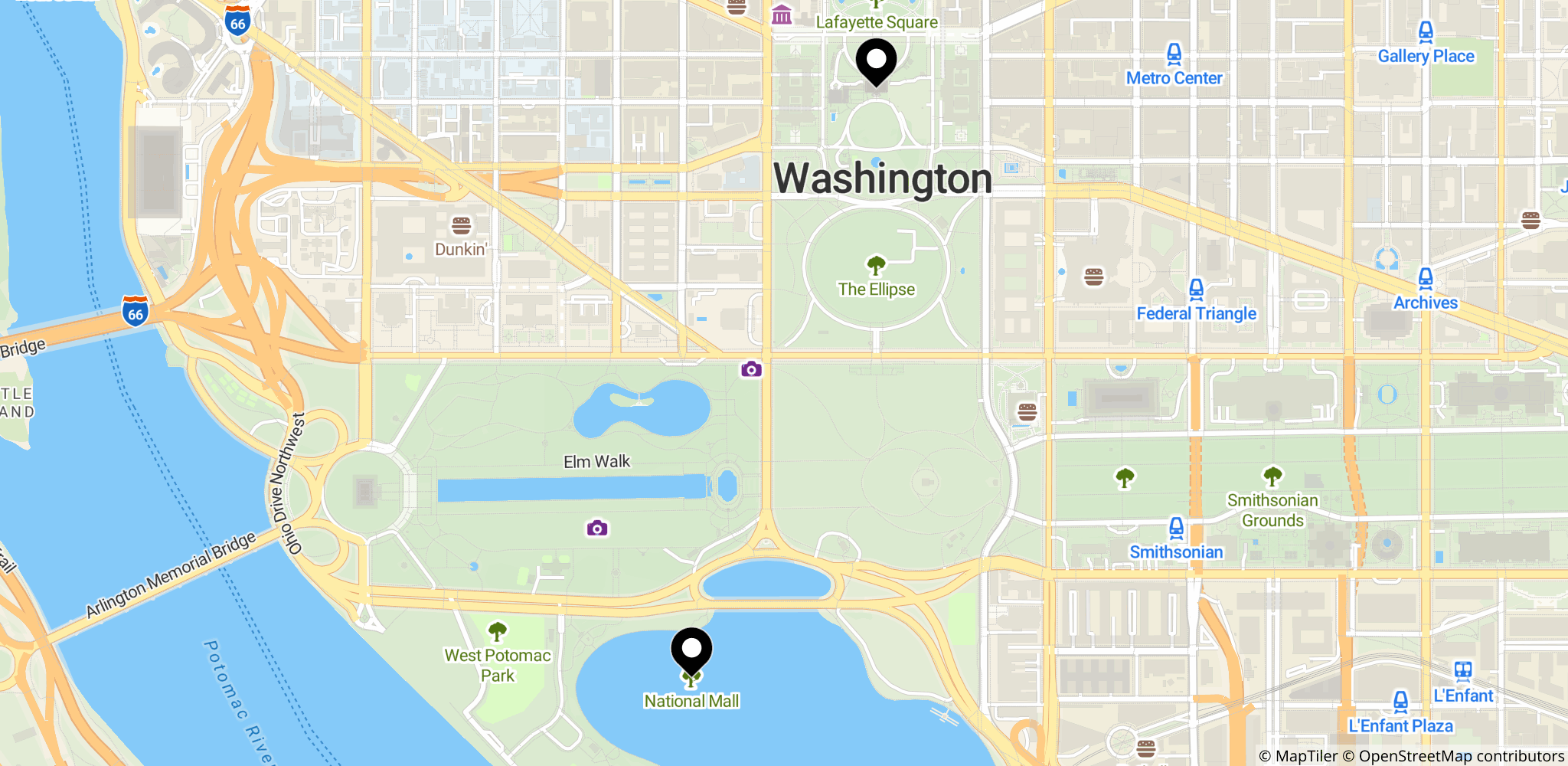 Området omkring National Mall i Washington, DC, hvor mødet finder sted