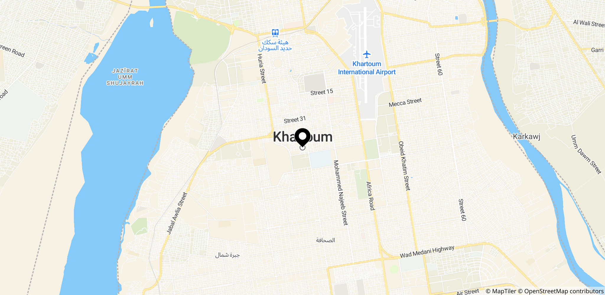 Khartoum, Sudan – byens centrum og oprindelse for Aswat Almadina, som bandet stammer fra.