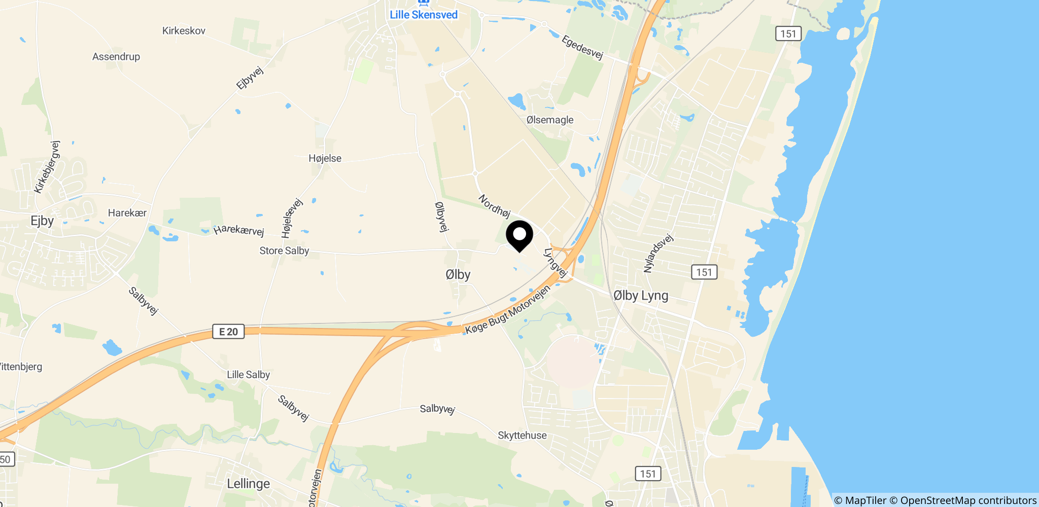 Området omkring Campus Køge i Køge, Danmark, hvor evakueringen fandt sted