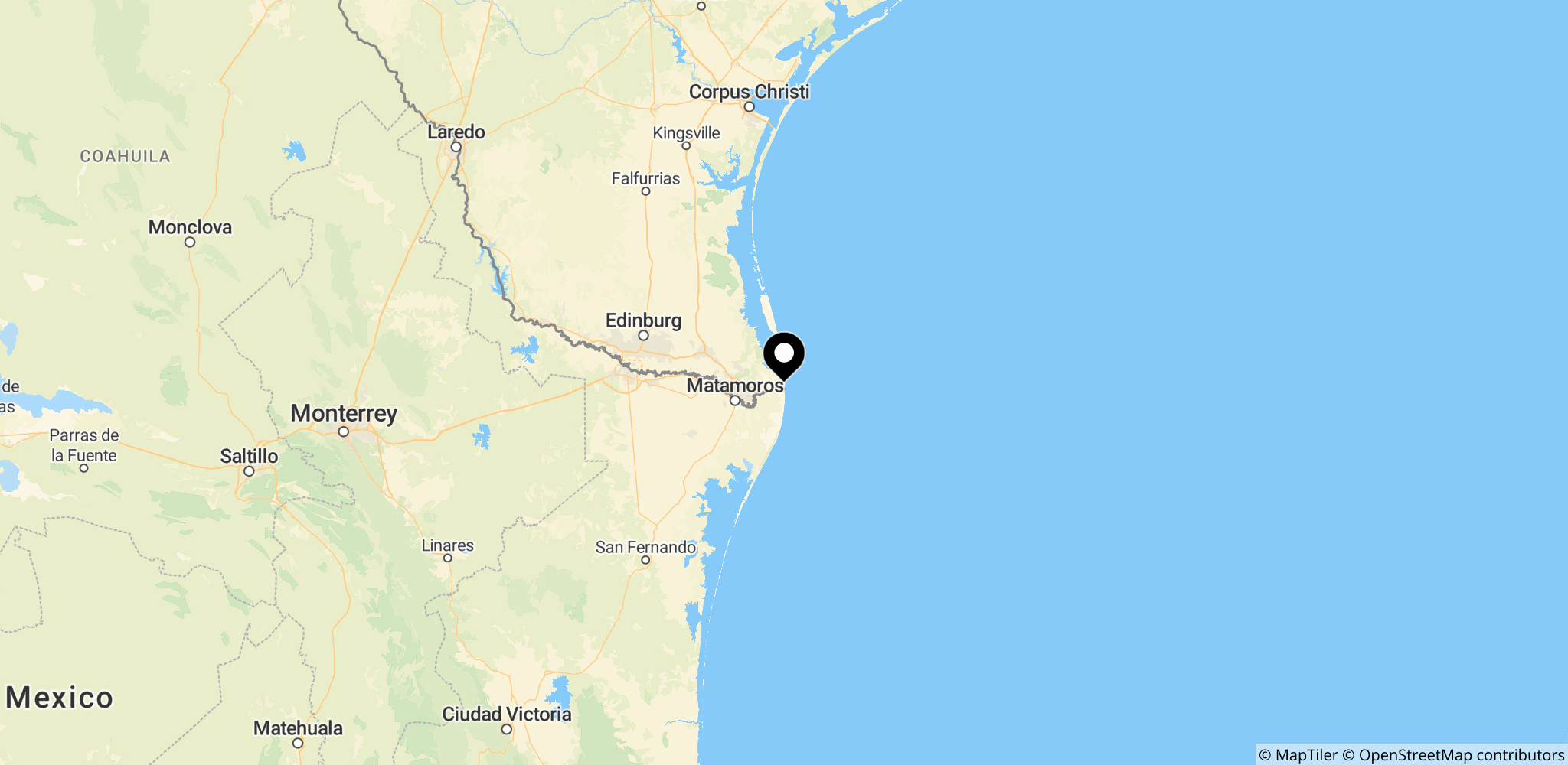 Området omkring SpaceX Starbase i Boca Chica, Texas, hvor Starship-forsøgene foregår