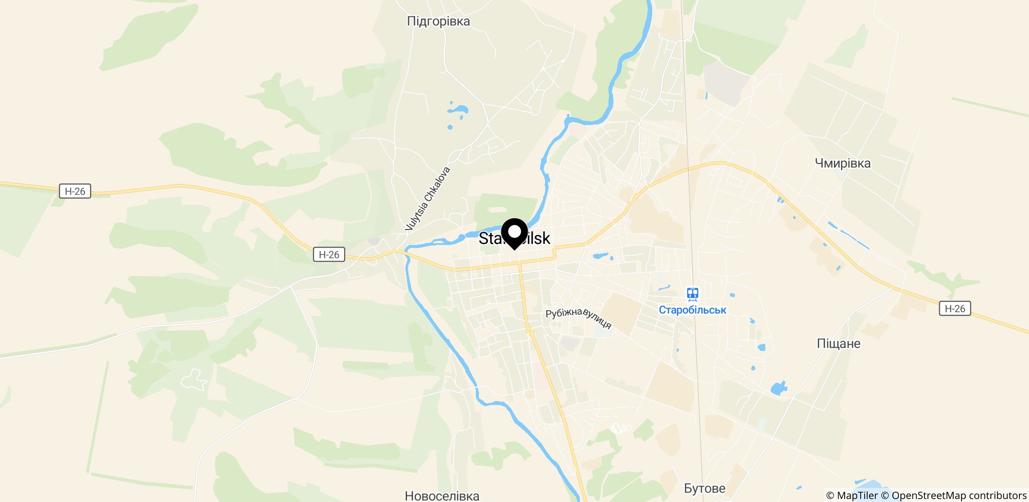 Starobilsk i Luhansk oblast, det sted hvor angrebet fandt sted