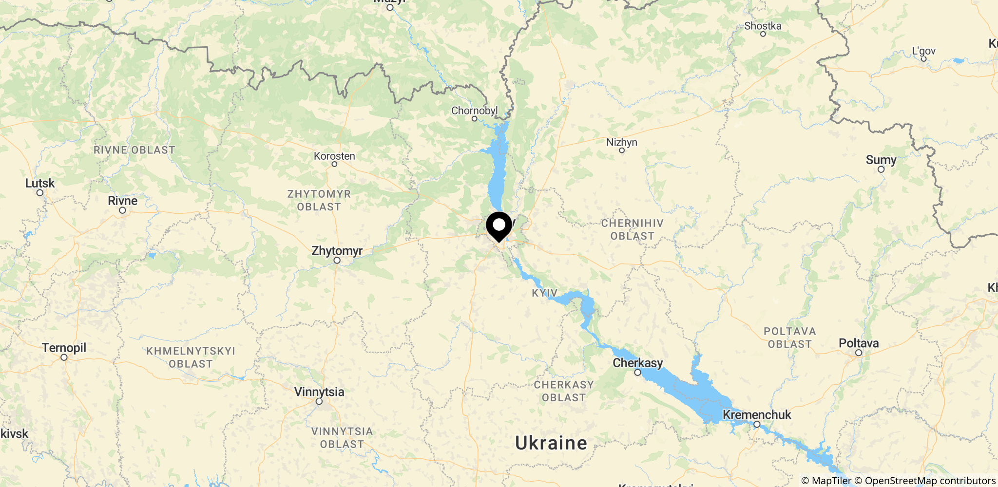 Området i Holosiivskyj-distriktet i Kyiv, hvor skyderiet fandt sted