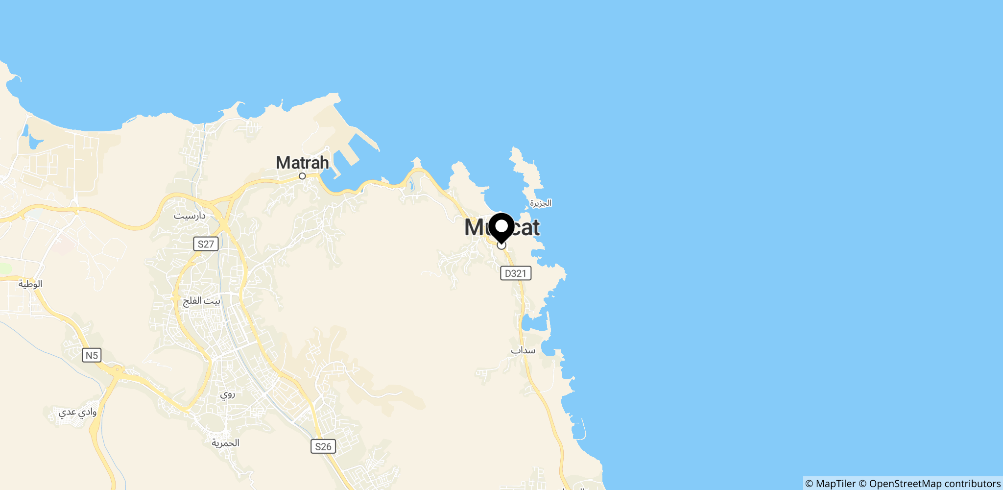 Området i Golfen af Oman omkring Muskat, hvor Touska-sagen finder sted