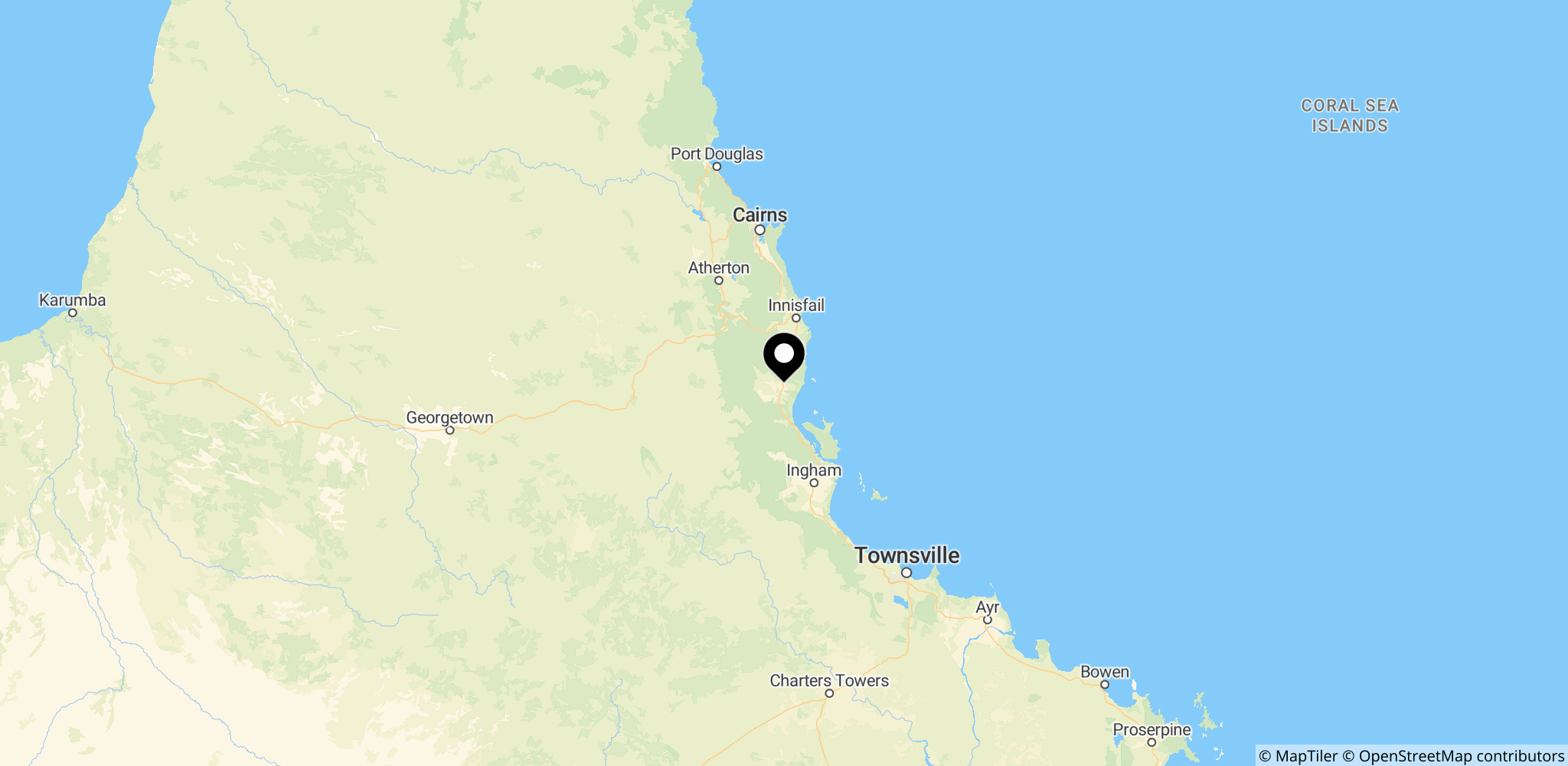Området omkring Cassowary Coast i Queensland, hvor hajangrebet fandt sted