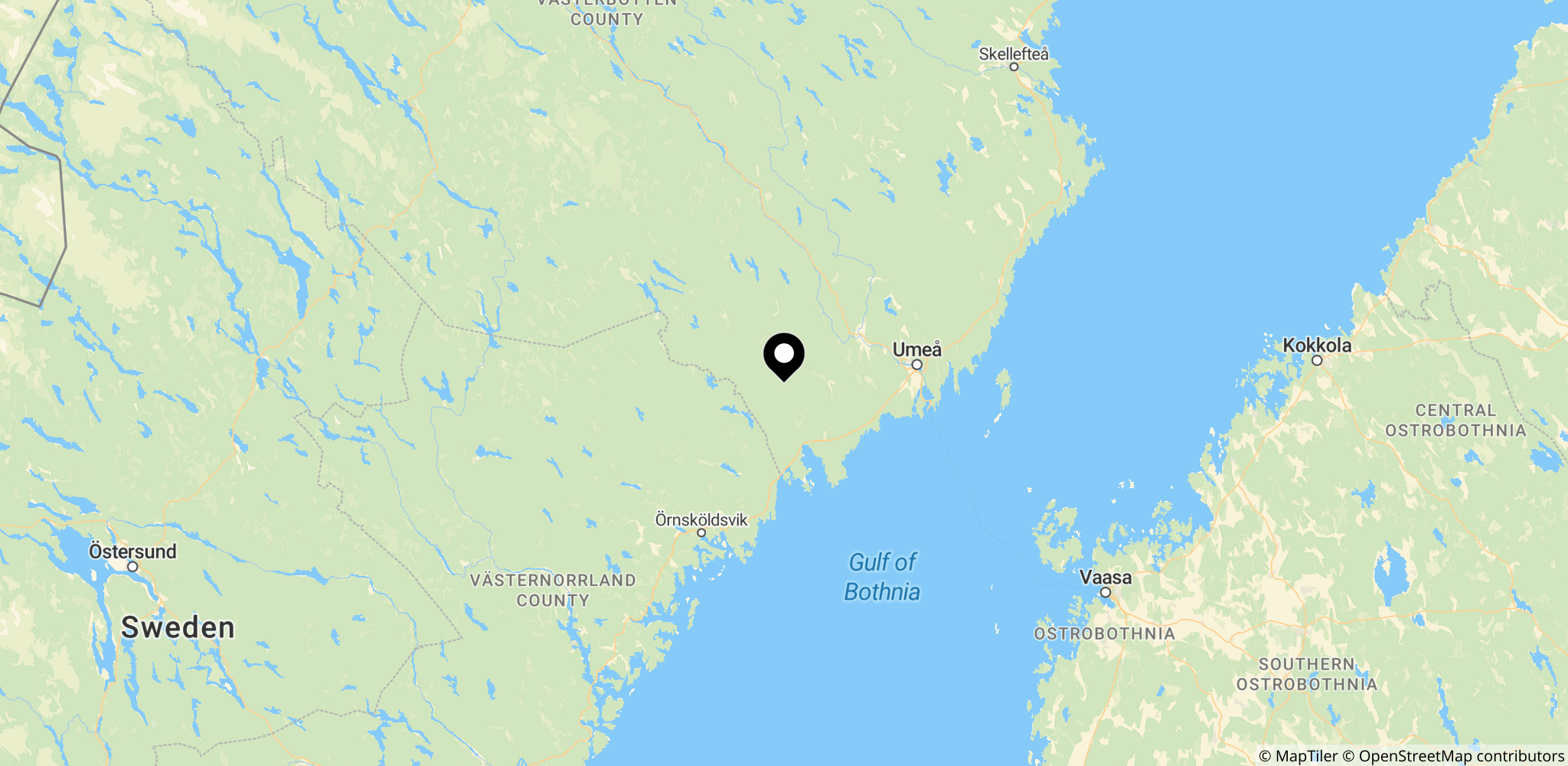Området omkring Nyåker i Västerbottens län, Sverige, hvor eftersøgningen af den forsvundne dreng finder sted