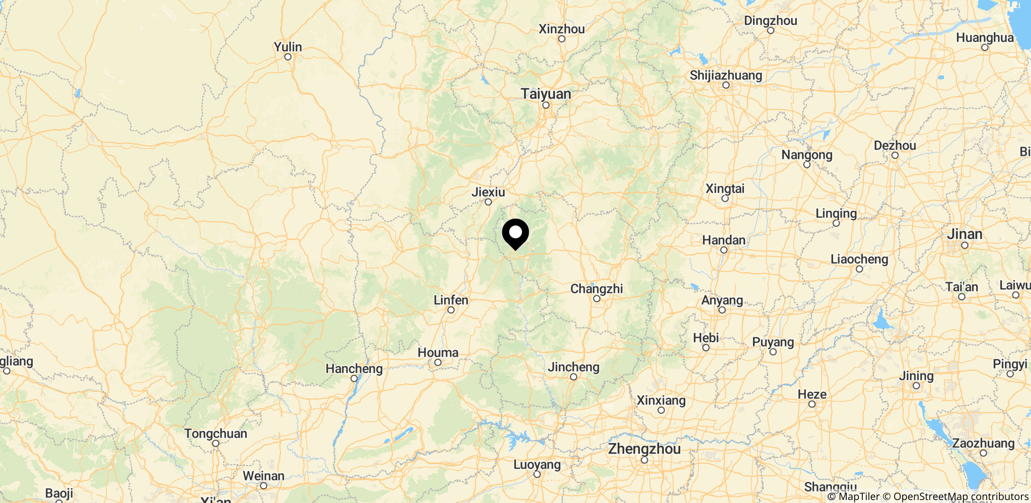 Området omkring Liushenyu-minen i Shanxi, Kina