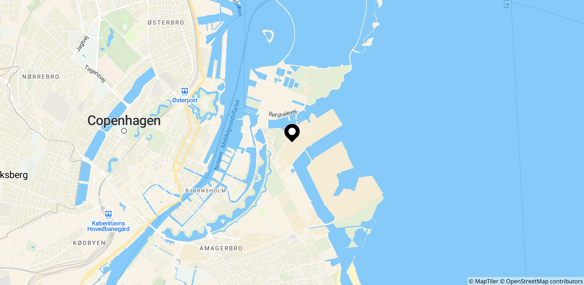 Eksplosionen fandt sted på Amager i København. Kortet viser området omkring stedet og de indledende afspærringer.