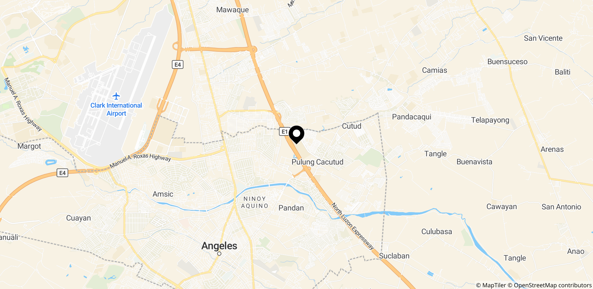 Området omkring bygningskollapset i Angeles City, Pampanga-provinsen, nordvest for Manila, Filippinerne