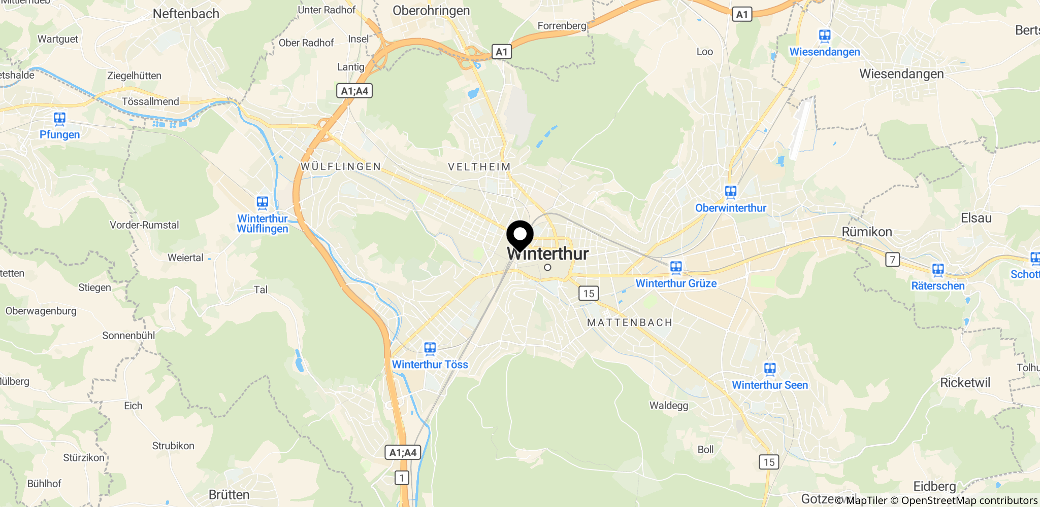 Winterthur togstation i Schweiz — stedet for knivangrebet