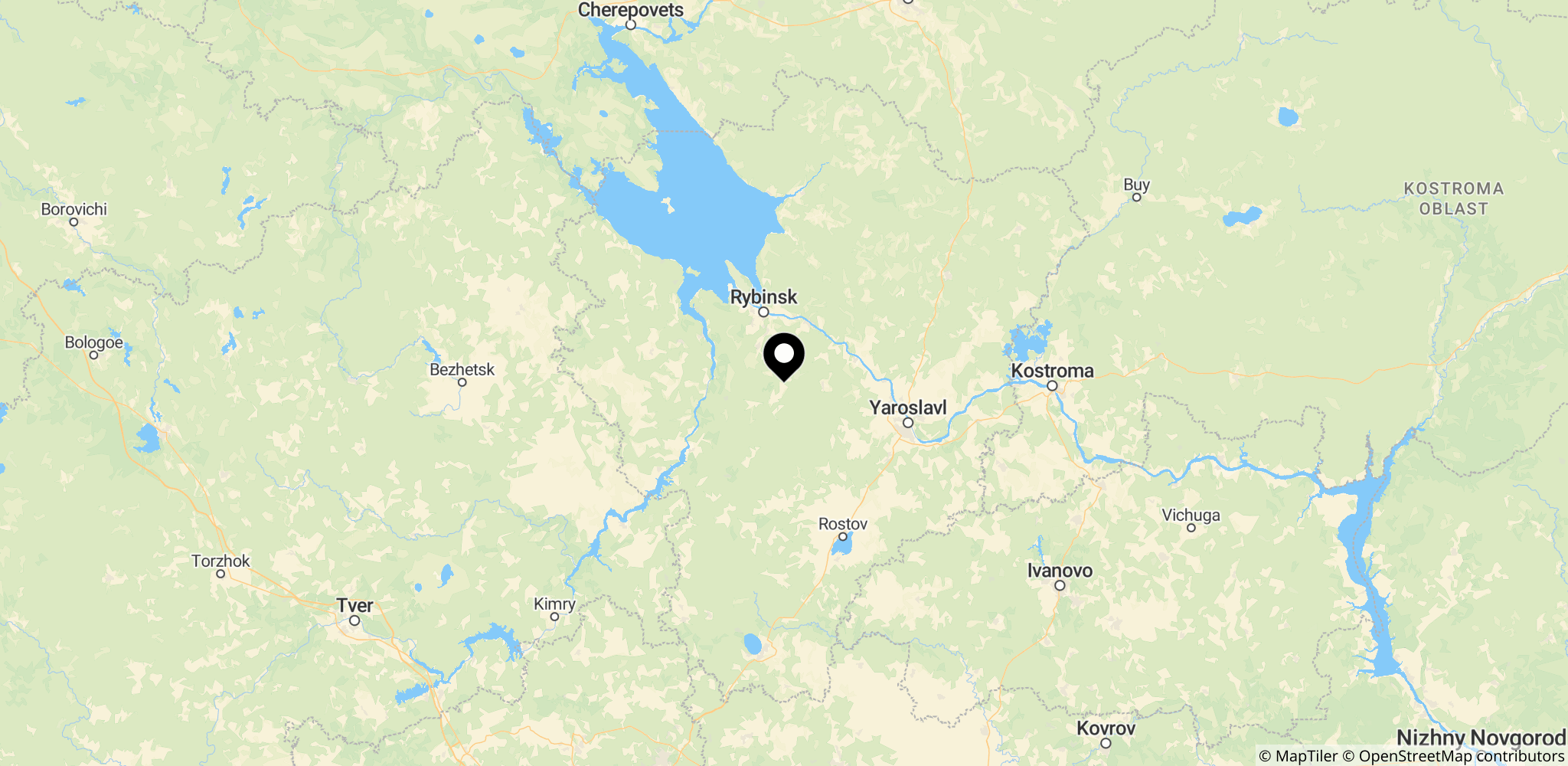 Kort over Yaroslavl-området i Rusland, hvor et olieanlæg angiveligt blev ramt