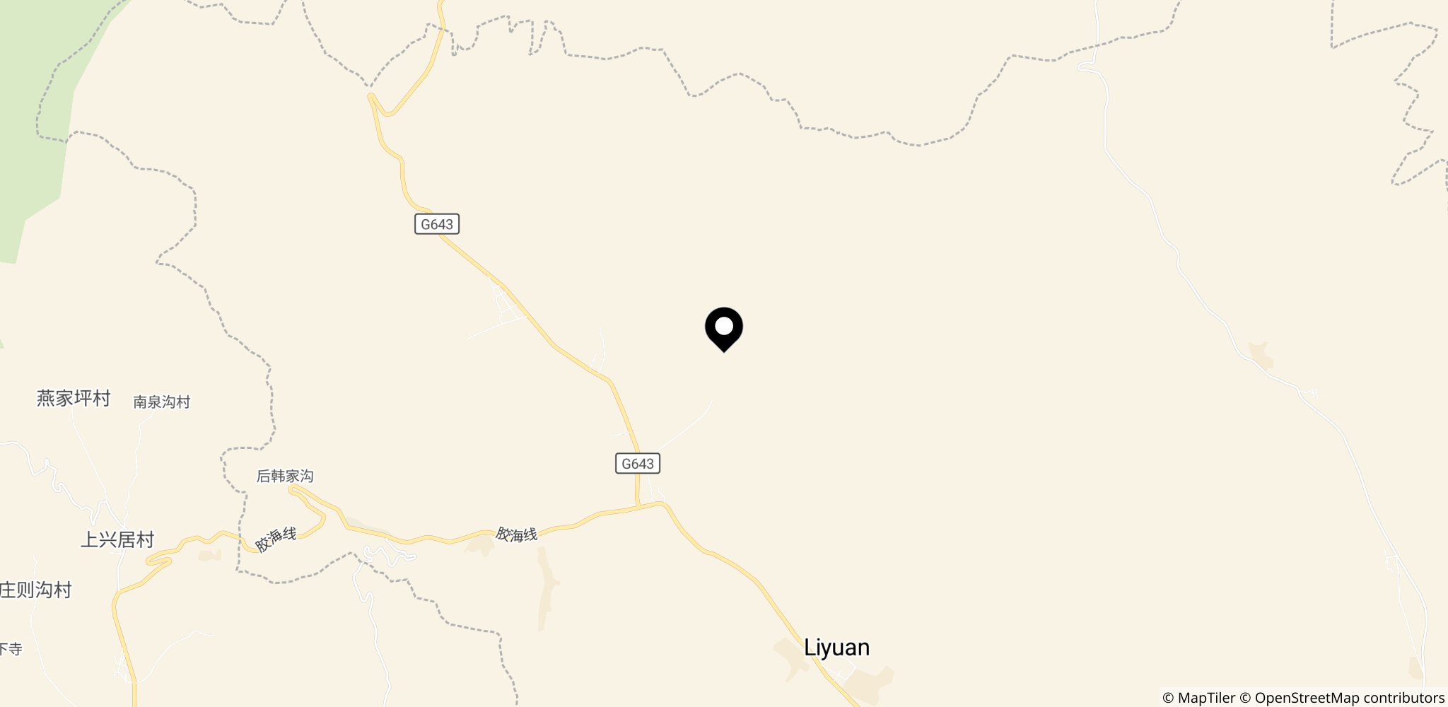 Området omkring Liushenyu-minen i Changzhi, Shanxi, Kina – stedet for den dødelige gaseksplosion.