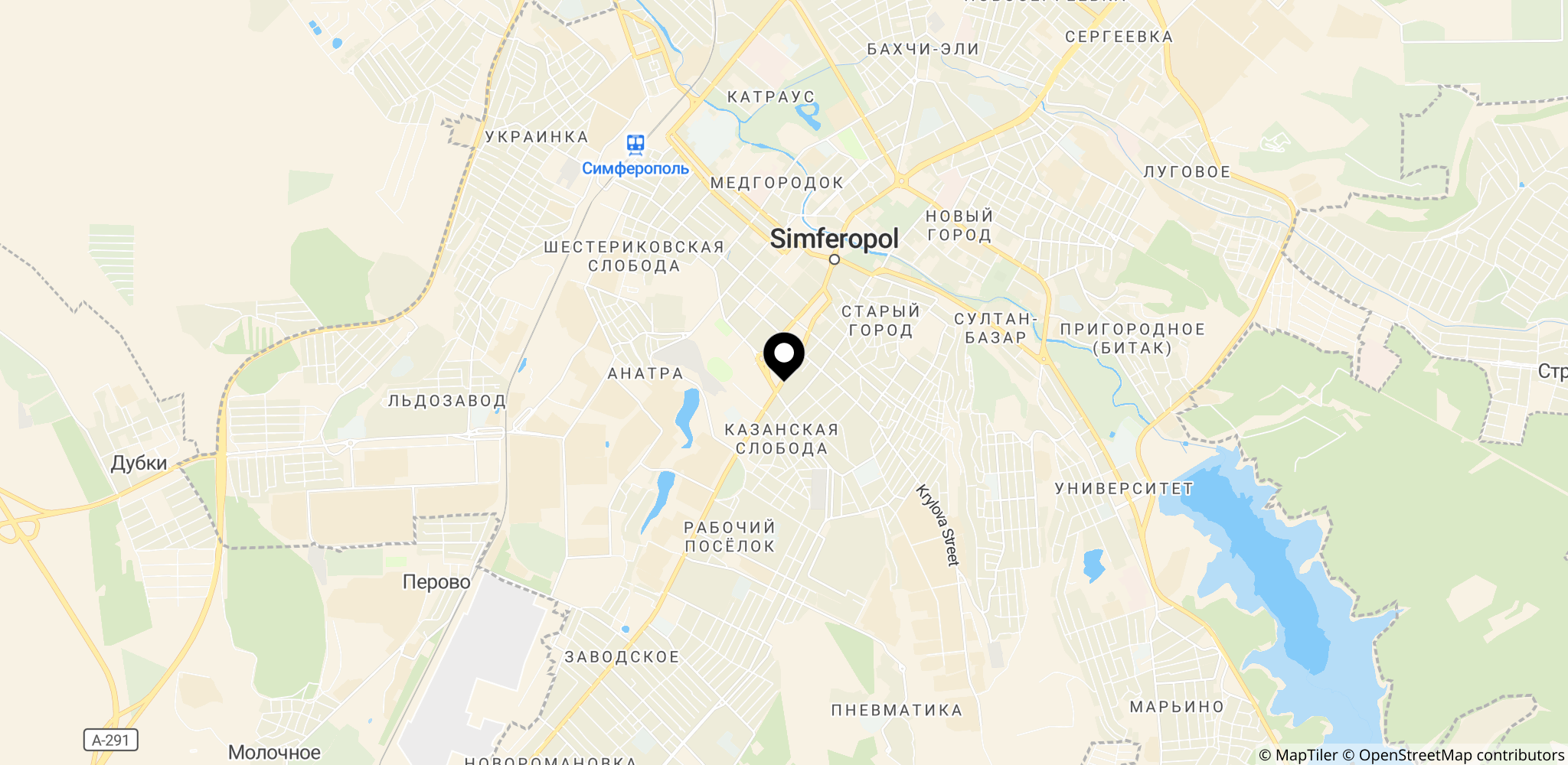 Kort over Simferopol-området på Krim i forbindelse med påståede angreb mod ikke-beboede faciliteter og civil transport.