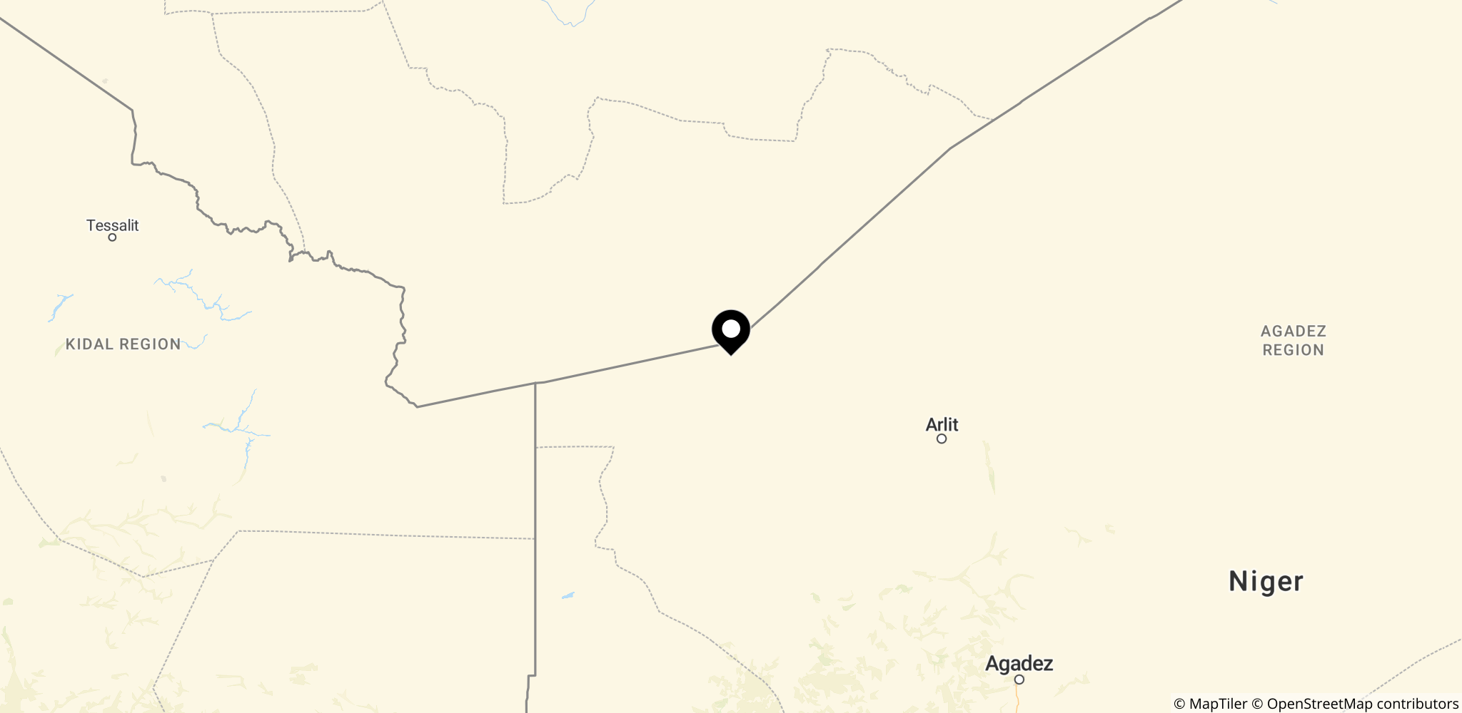 Området omkring Assamaka i Niger i det nordlige Sahara, hvor lastbilen brød sammen