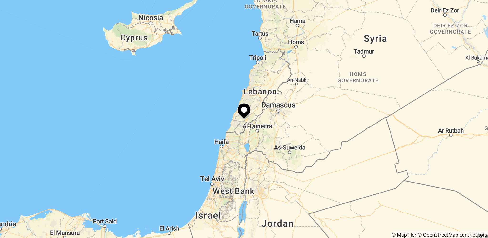 Området omkring Kfar Tebnit i det sydlige Libanon tæt ved Nabatieh, hvor et israelsk angreb ramte en bil