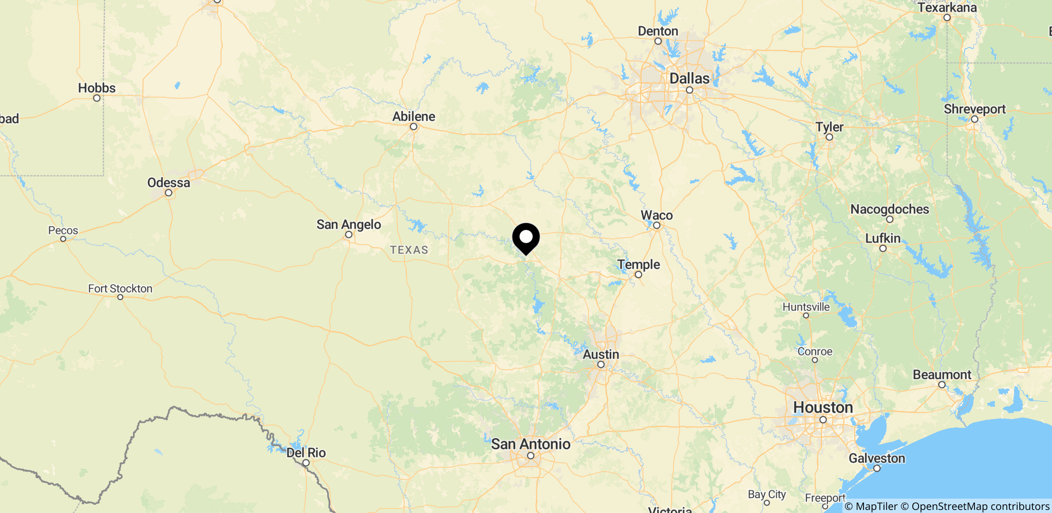 Kort over Texas, USA, hvor Argentinas træningskamp mod Honduras finder sted før VM
