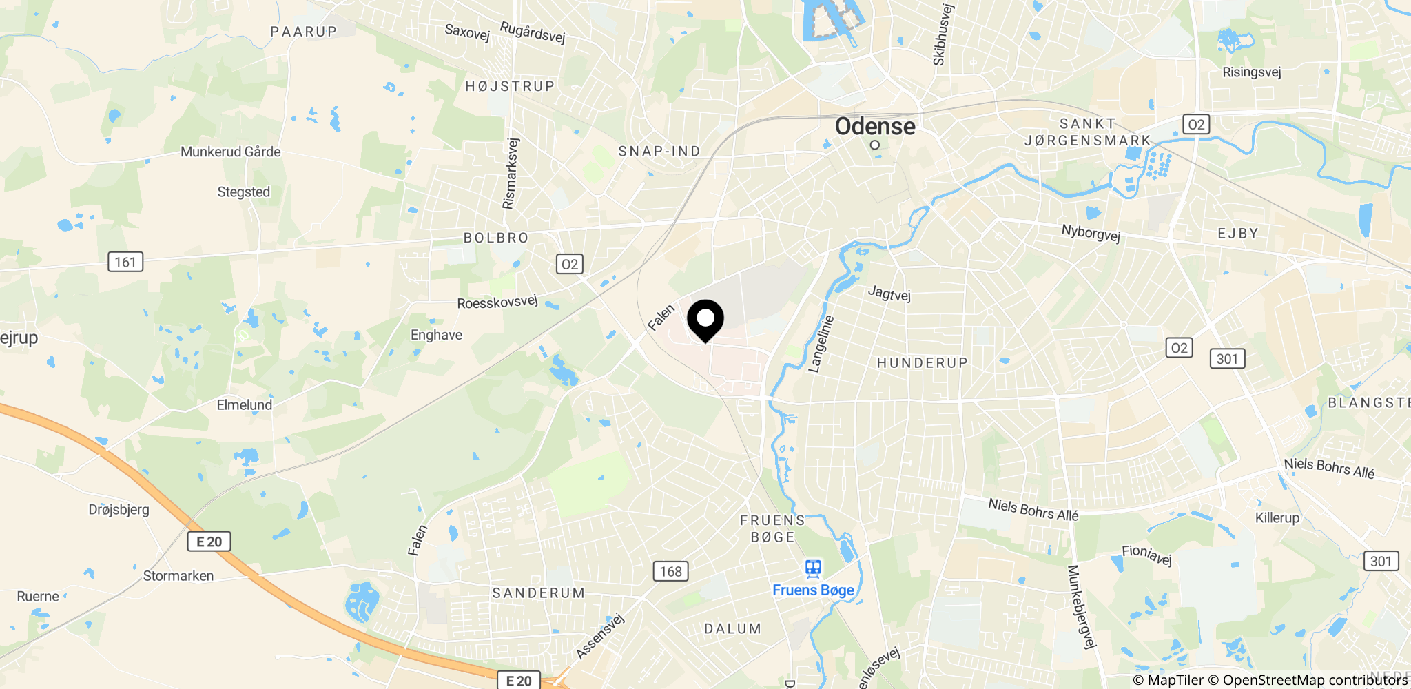 Odense Universitetshospital i Odense, Danmark — stedet for yderligere undersøgelser efter Eriksen-kollapset under landskampen