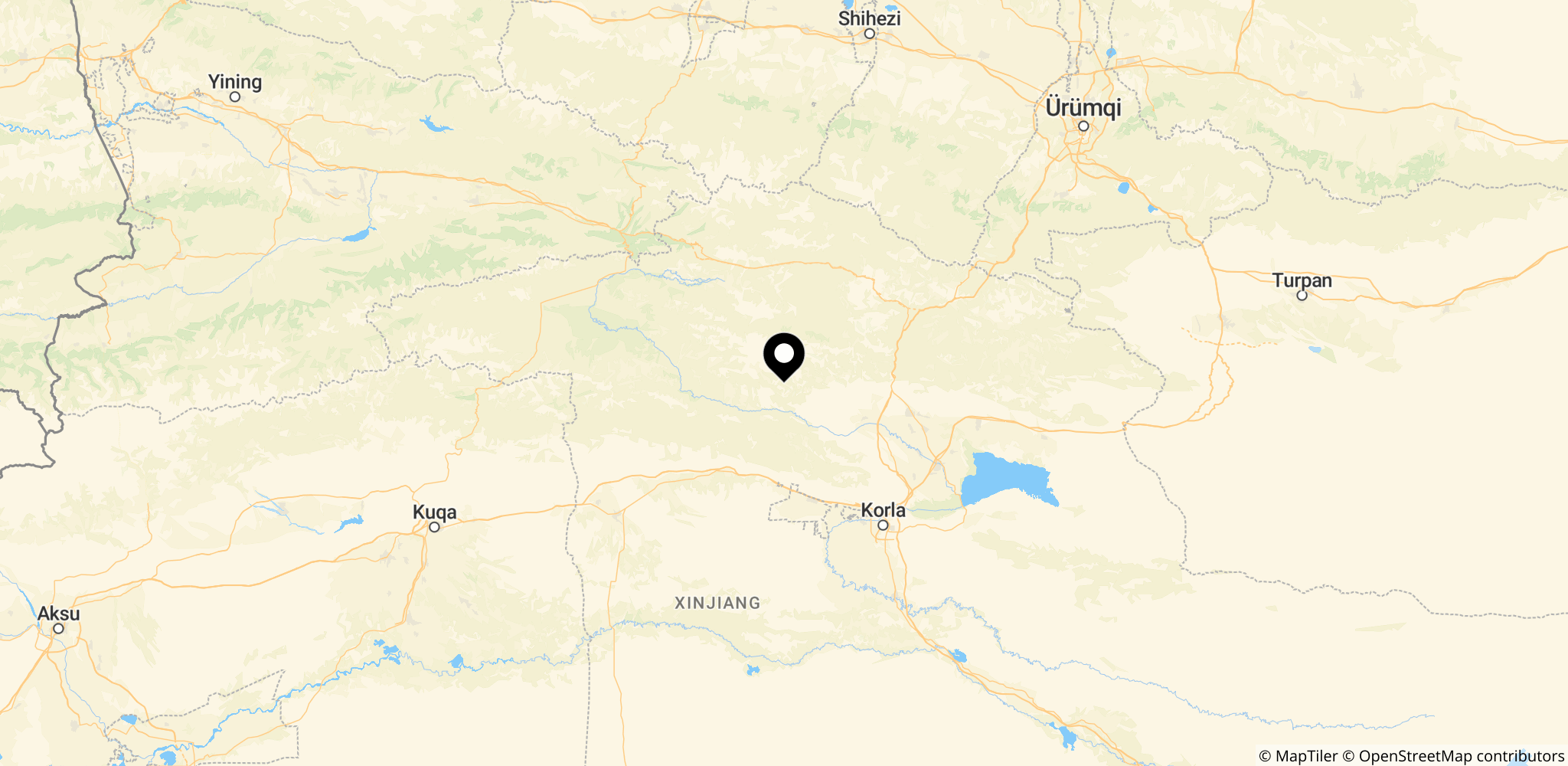 Xinjiang-regionen i Kina – området omtalt i artiklen som hjemsted for lejrsystemet