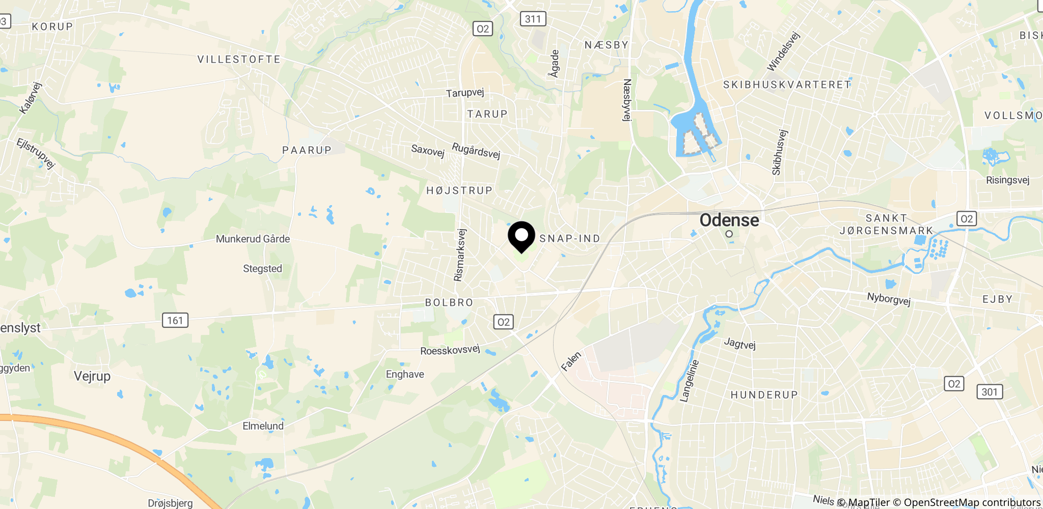 Området i Odense, hvor venskabskampen blev afbrudt efter Eriksen kollaps