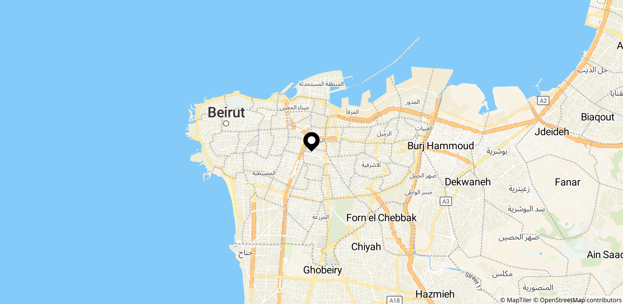 Beirut, Libanon – område ramt af angreb som led i Libanon-fronten i konflikten