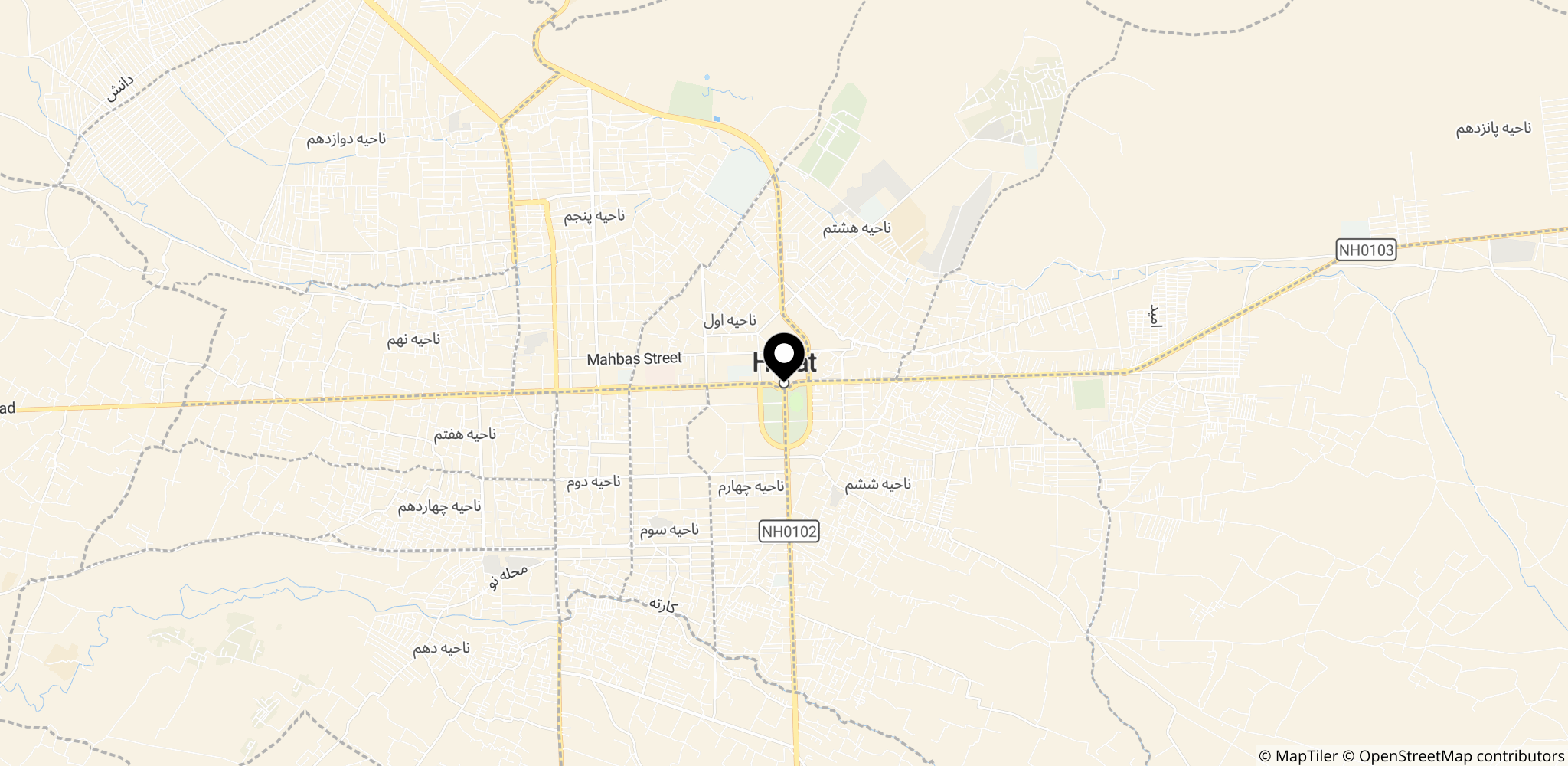Herat i Afghanistan – placering for protesten, hvor sikkerhedsstyrkerne nedkæmpede demonstrationen