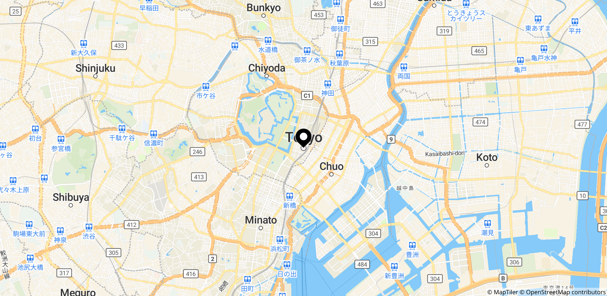 Tokyo, Japan — viser den geografiske kontekst for Japans åbning for eksport af dødelige våben