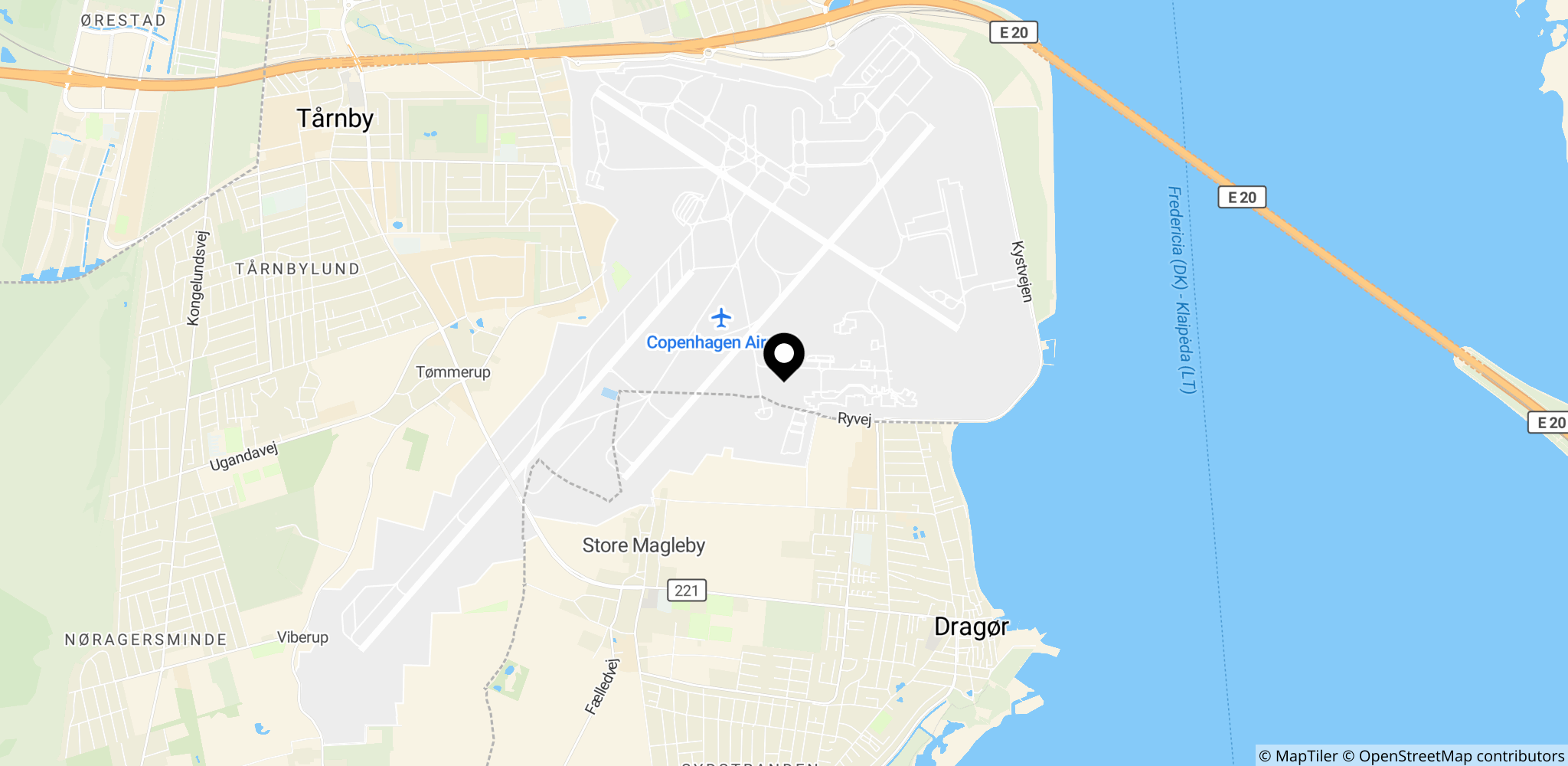 Københavns Lufthavn (CPH) – dansk knudepunkt, der giver videre forbindelser i Lufthansa-driften og derfor påvirkes af aflysninger