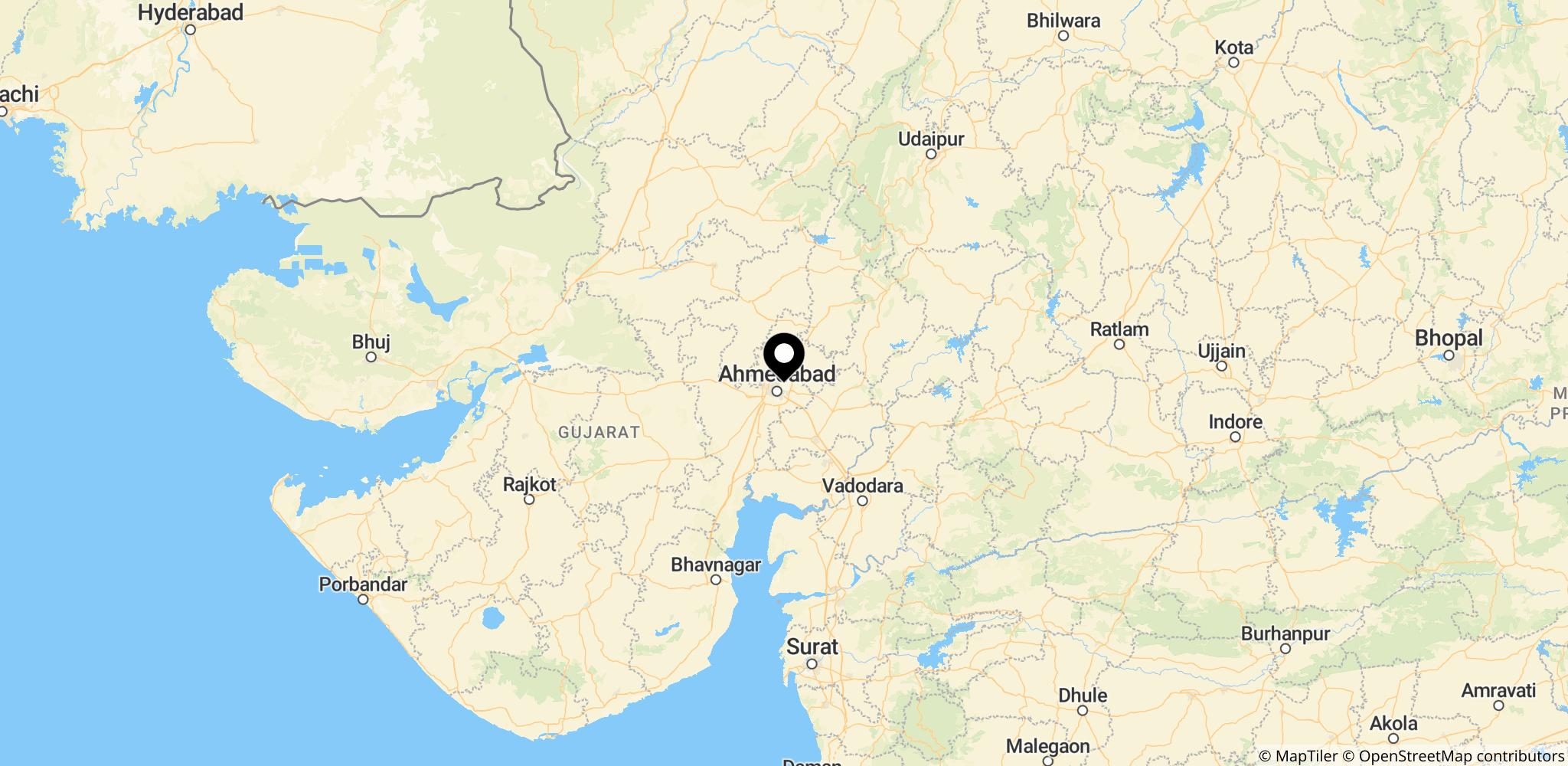 Området omkring Sardar Vallabhbhai Patel International Airport i Ahmedabad, Gujarat, Indien, hvor Air India Flight AI171 styrtede ned.