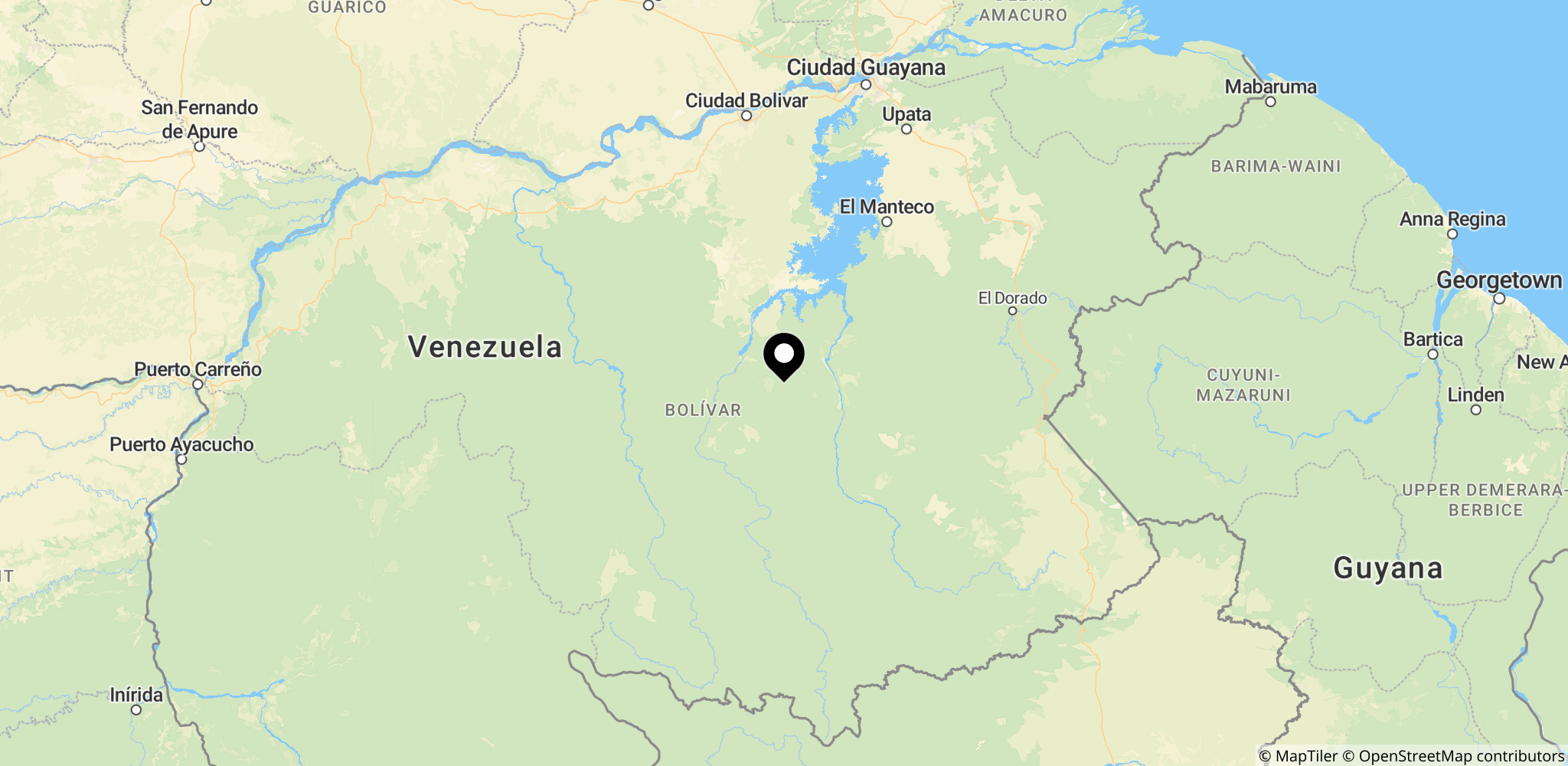 Området i Bolívar-staten i Venezuela, hvor aktionen mod Guerrero fandt sted