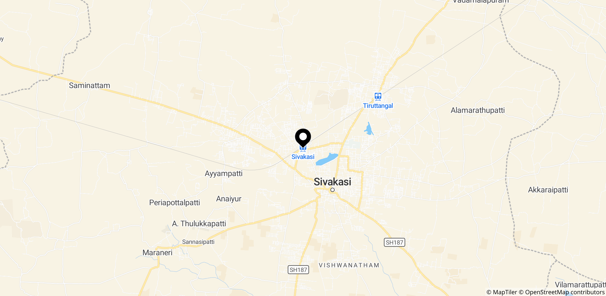 Sivakasi i Tamil Nadu, et centrum for Indiens fyrværkeriproduktion, tæt ved Virudhunagar