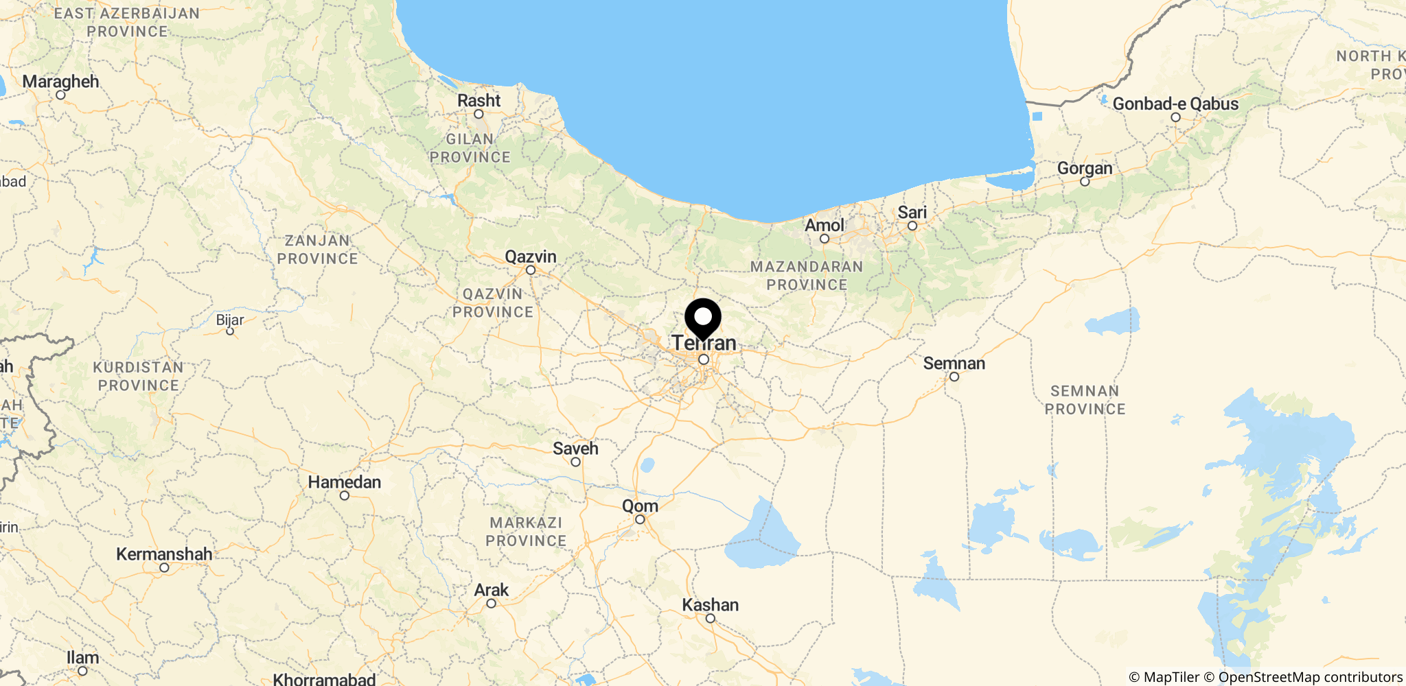 Området omkring Evin-fængslet i Teheran, Iran, hvor det britiske par holdes fængslet