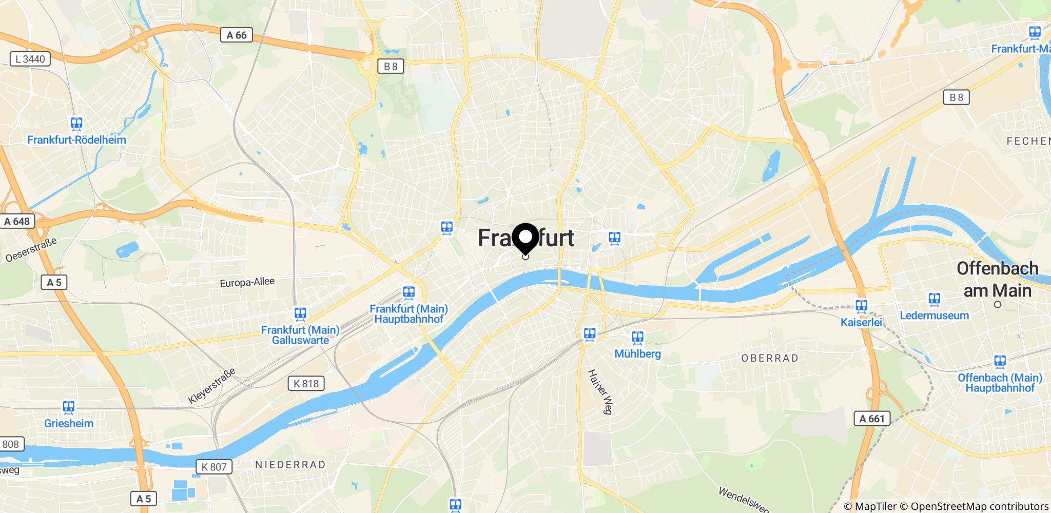 Hubområdet omkring Frankfurt am Main i Tyskland, hvor Lufthansa har sine største operationer.