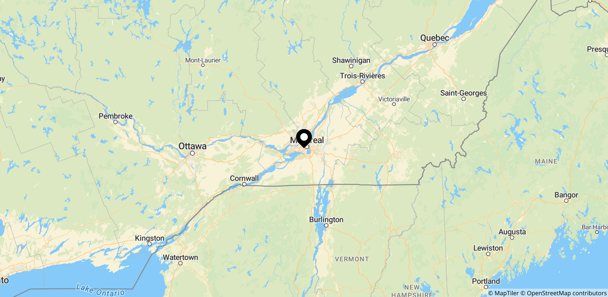 Området i Côte-des-Neiges-Notre-Dame-de-Grâce i Montréal, hvor skyderiet fandt sted tæt ved et Hilton-hotel.