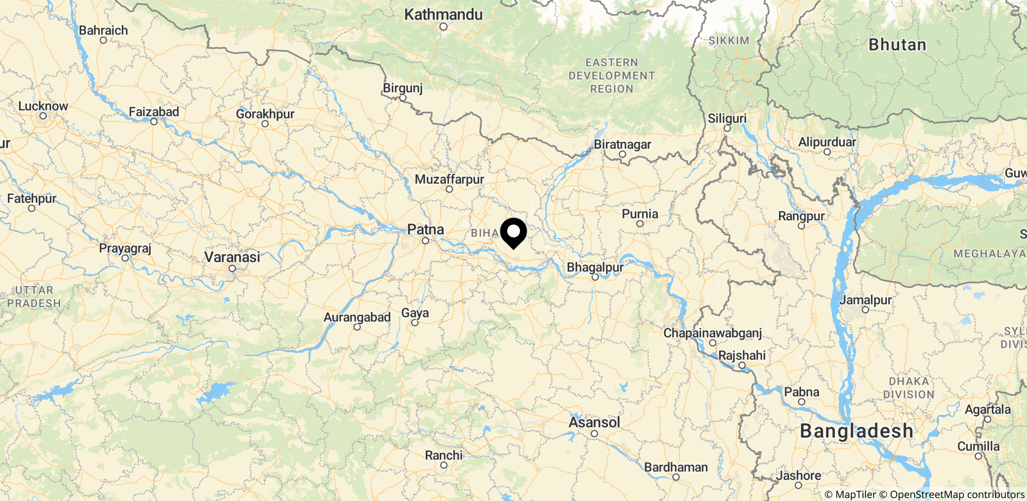 Området i Begusarai-distriktet i Bihar, Indien, hvor overgrebet fandt sted