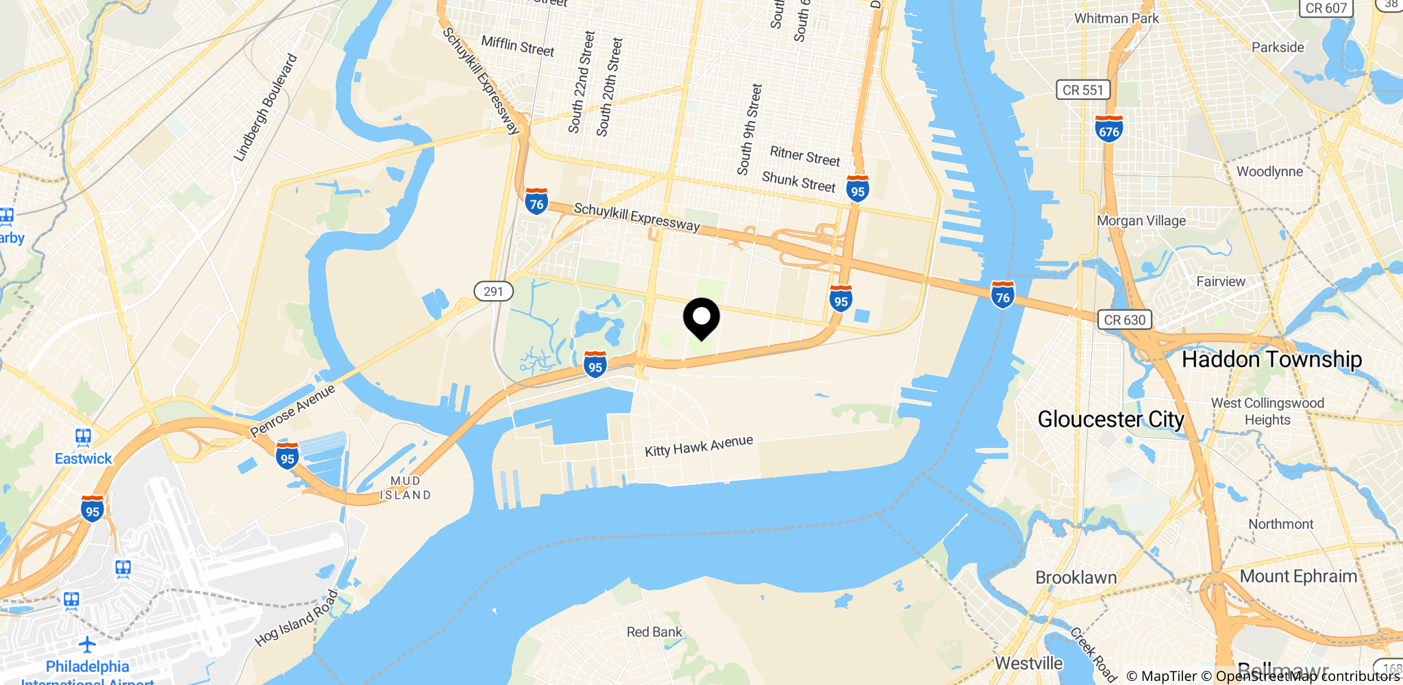 Placering af Lincoln Financial Field i Philadelphia, stedet for VM-kampen Frankrig mod Irak, som blev udsat på grund af dårligt vejr.