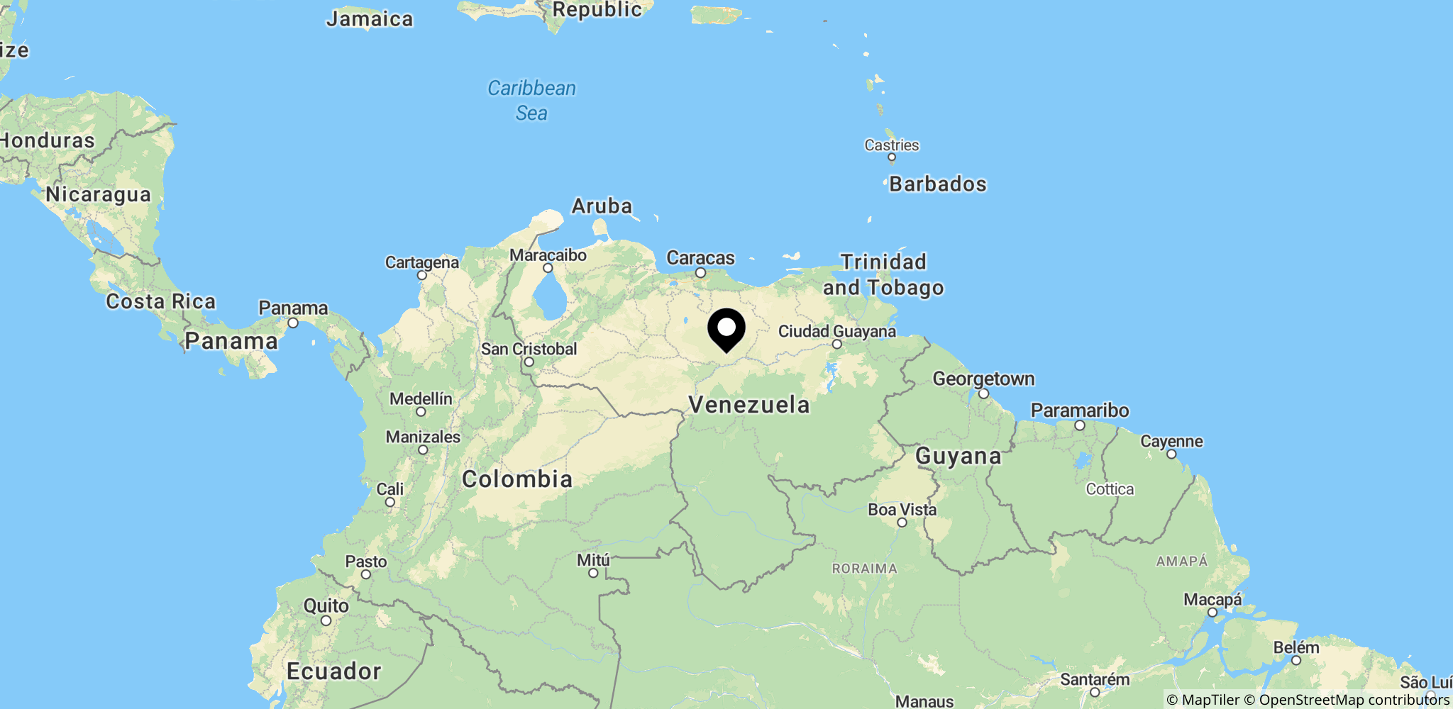 Området i Venezuela berørt af de to kraftige jordskælv