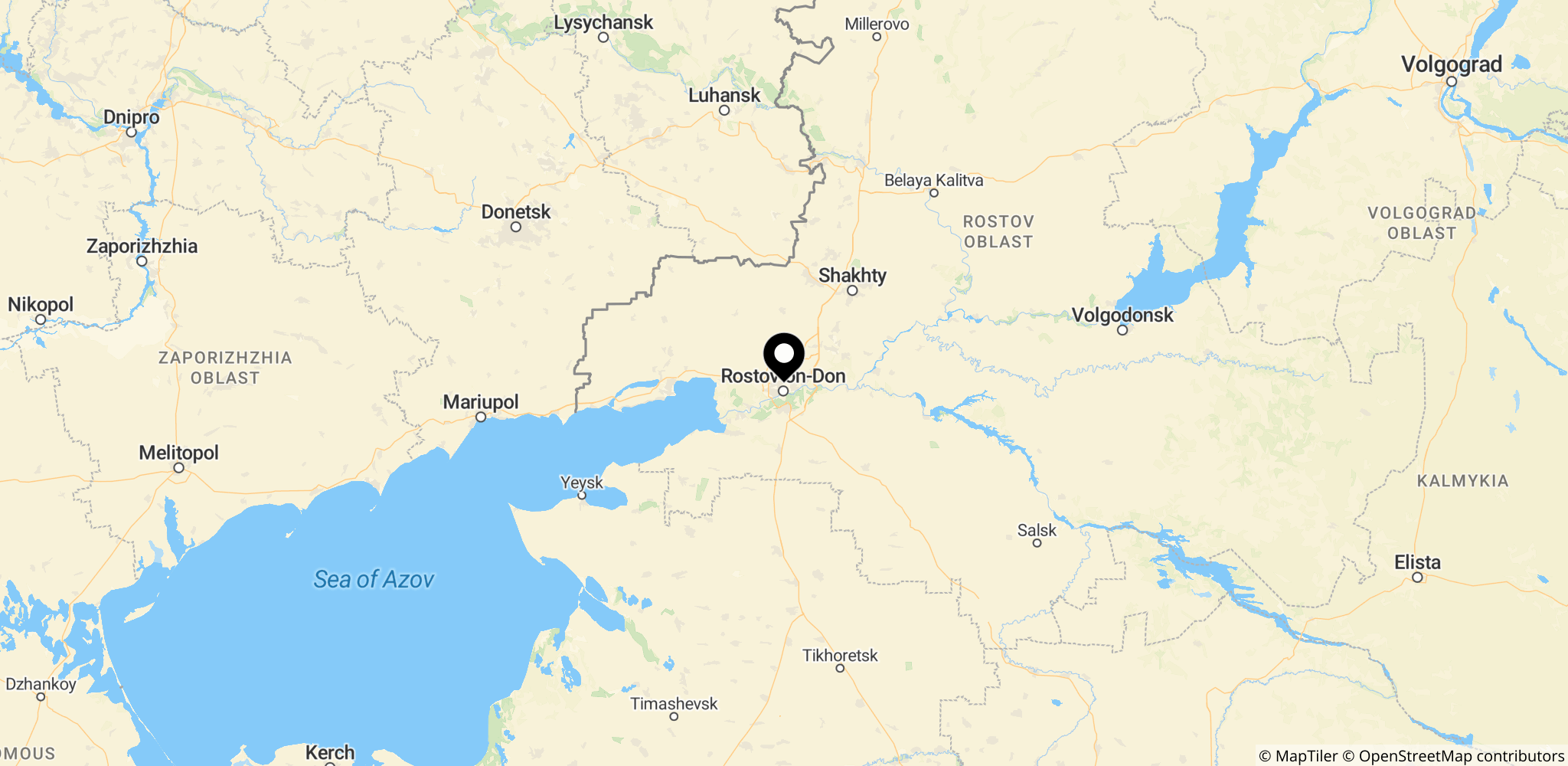 Rostov-regionen i det sydlige Rusland, hvor et ukrainsk droneangreb dræbte én person og sårede to