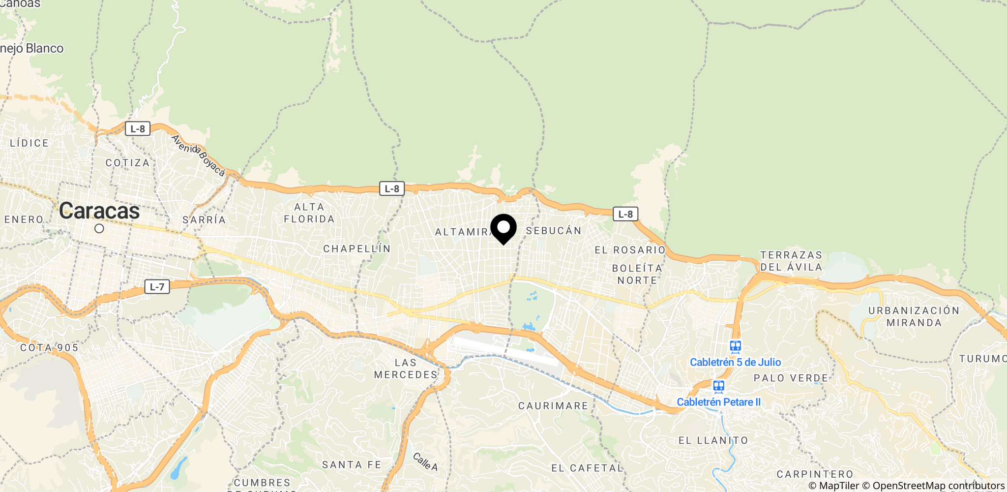 Los Palos Grandes i Caracas, området hvor bygninger ifølge Los Angeles Times er styrtet sammen eller beskadiget så meget, at redningsarbejdet nu koncentreres dér.