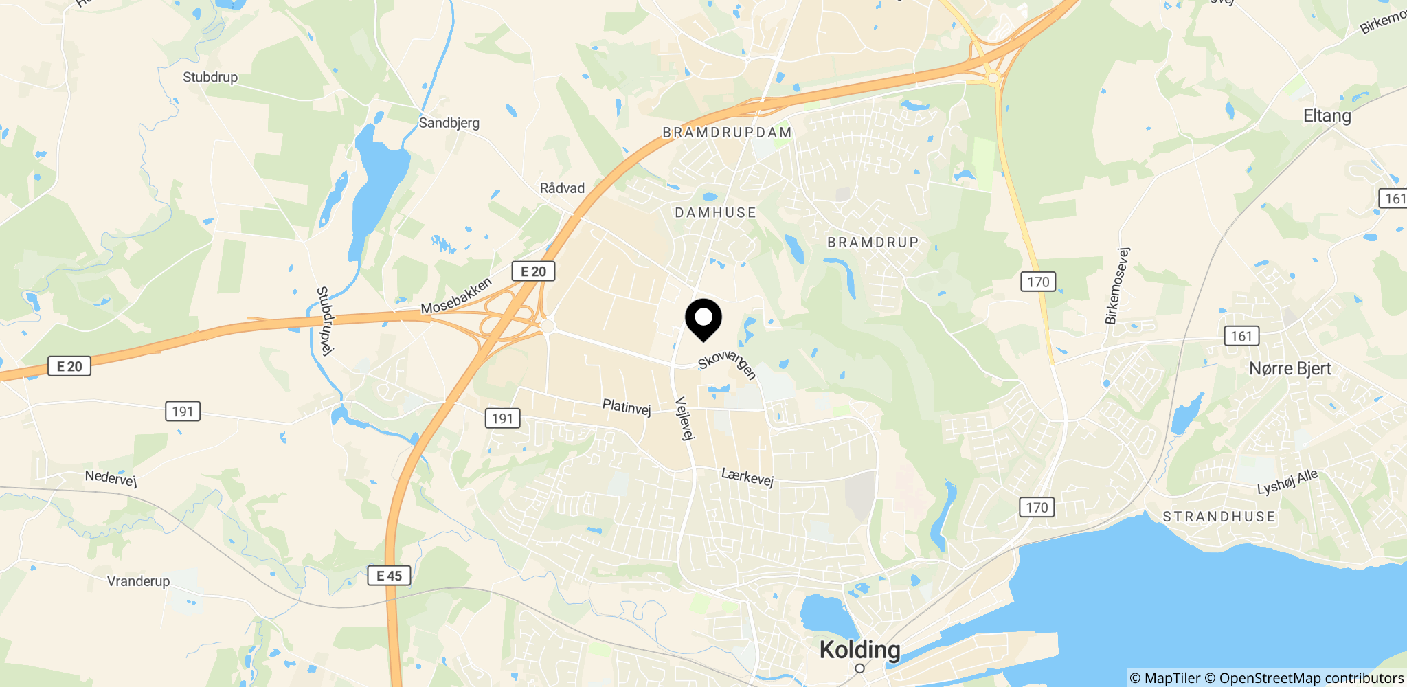 Placering af Bilka i Kolding, stedet for butikstyveriet