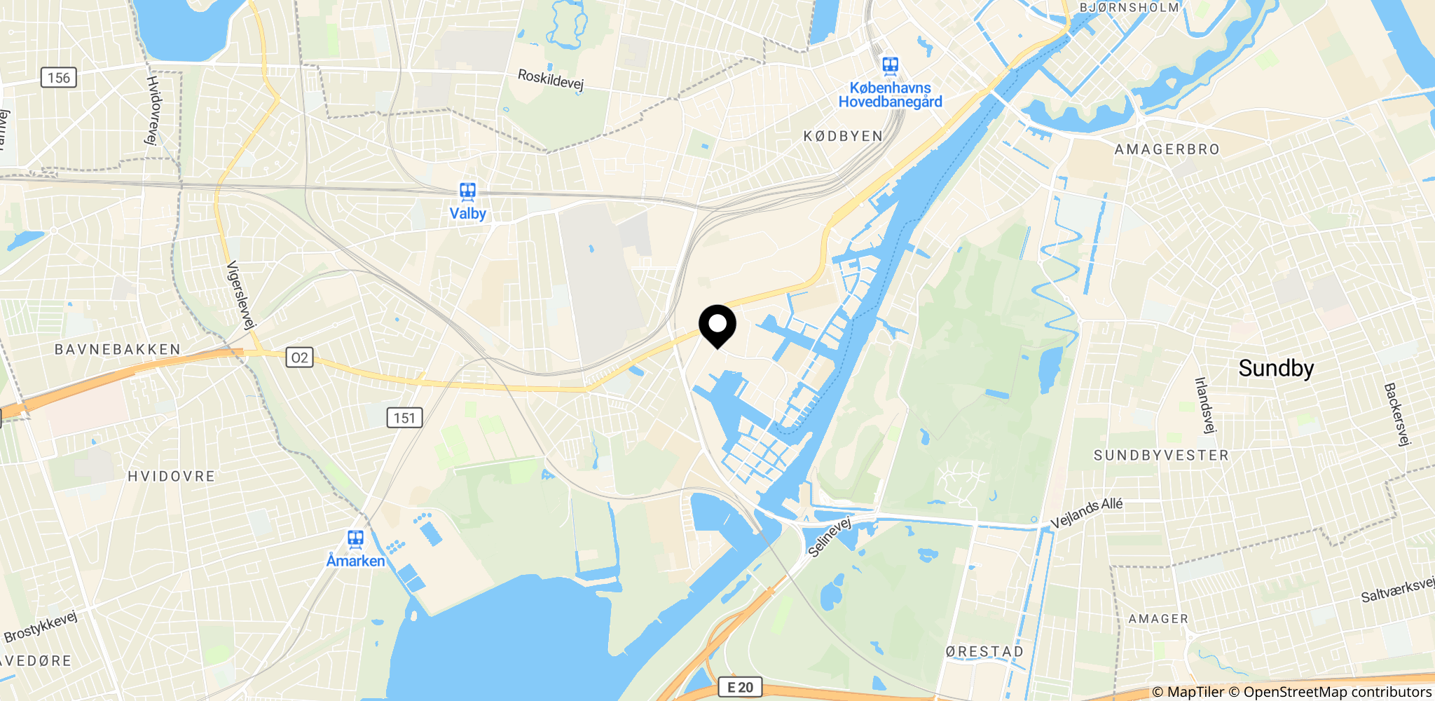 Området i Sydhavnen, København, hvor voldtægten fandt sted