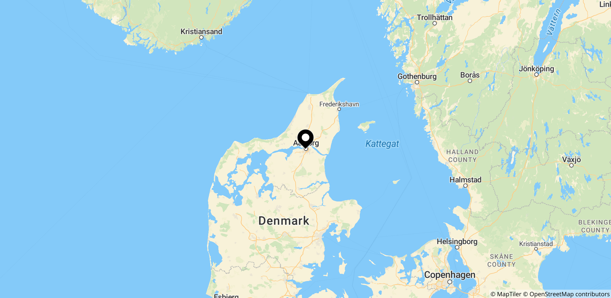 Området omkring Aalborg Kongres- og Kulturcenter i Aalborg, hvor brevet blev sendt til restauranter og barer