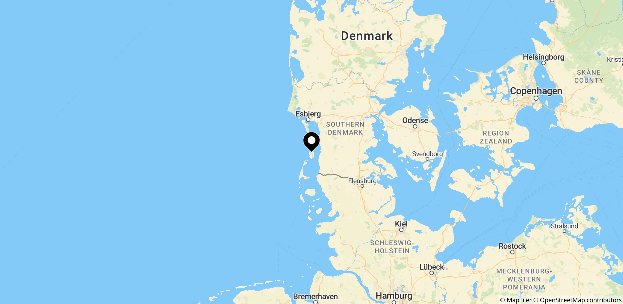 Området omkring demonstration på Rømø i Danmark