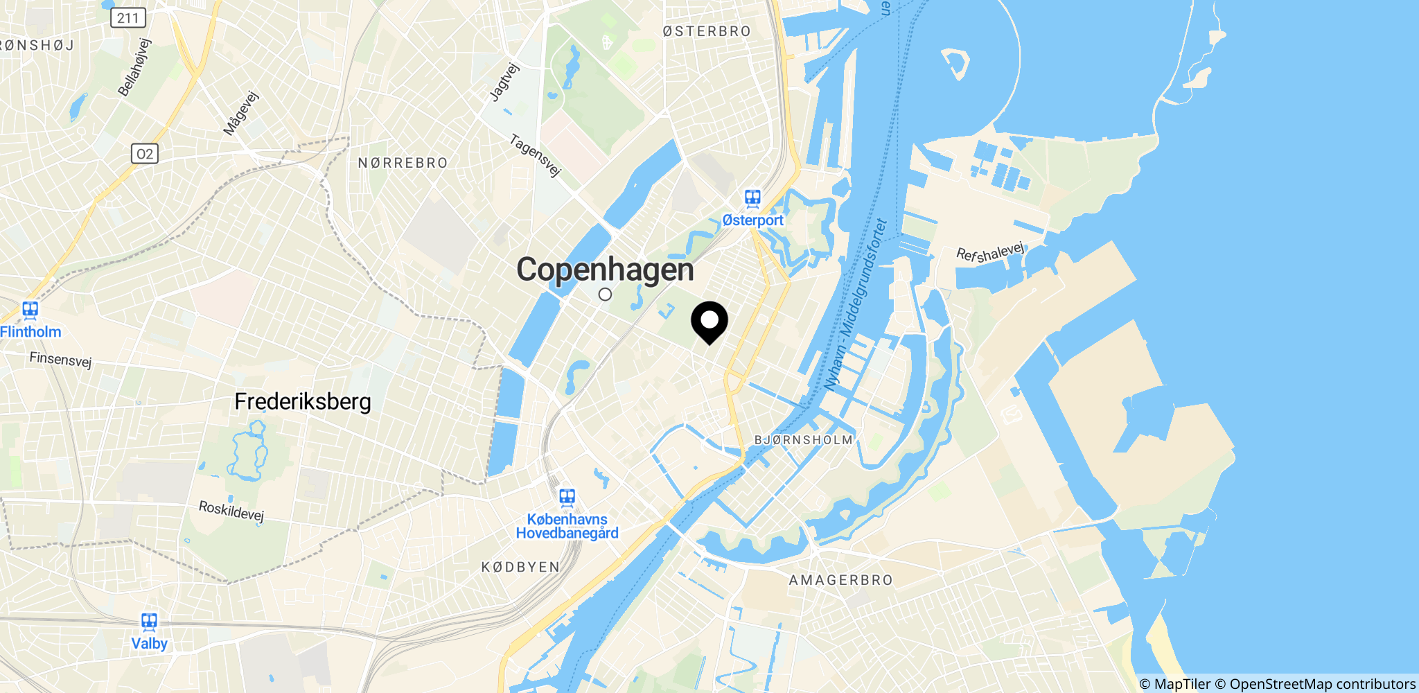 Området omkring København centrum (Indre By), hvor de stjålne kreditkort blev brugt til hævninger og betalinger.