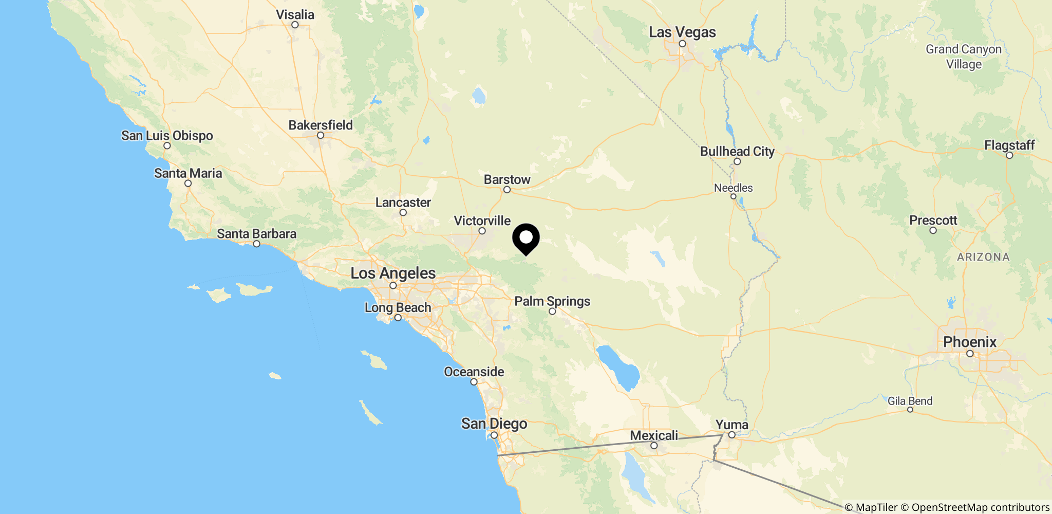 Området i Big Bear Valley i Californien, hvor havørnens rede ligger, og Luna begyndte sin første flyvetur