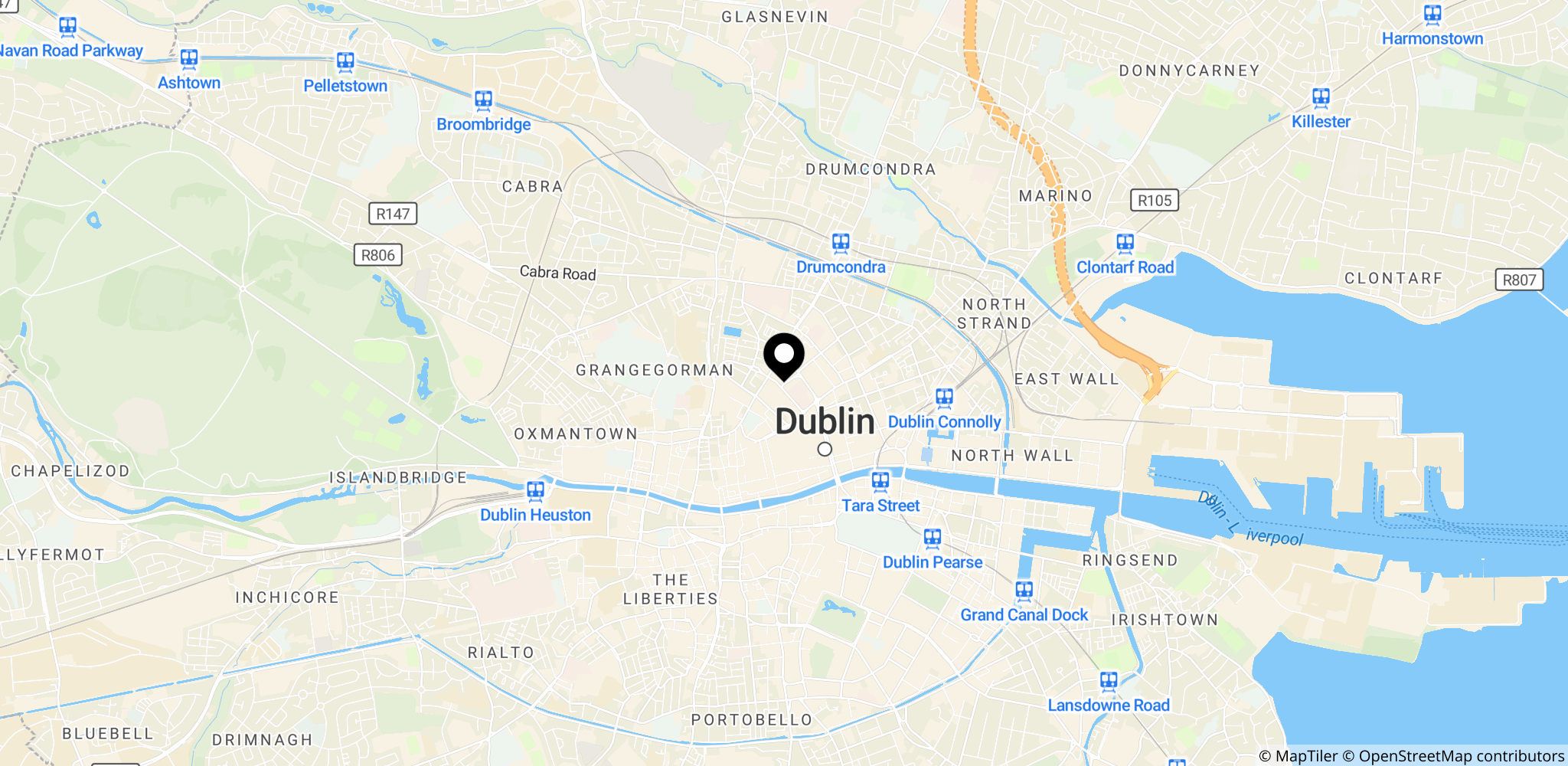 Området omkring Parnell Square i Dublin, hvor angrebet fandt sted i november 2023