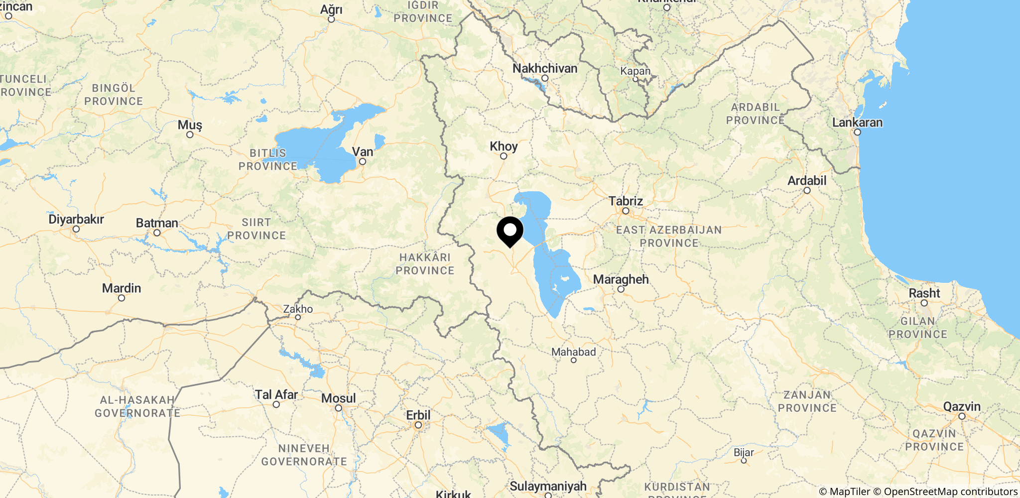 Området i West Azerbaijan-provinsen i Iran, hvor bagholdet fandt sted