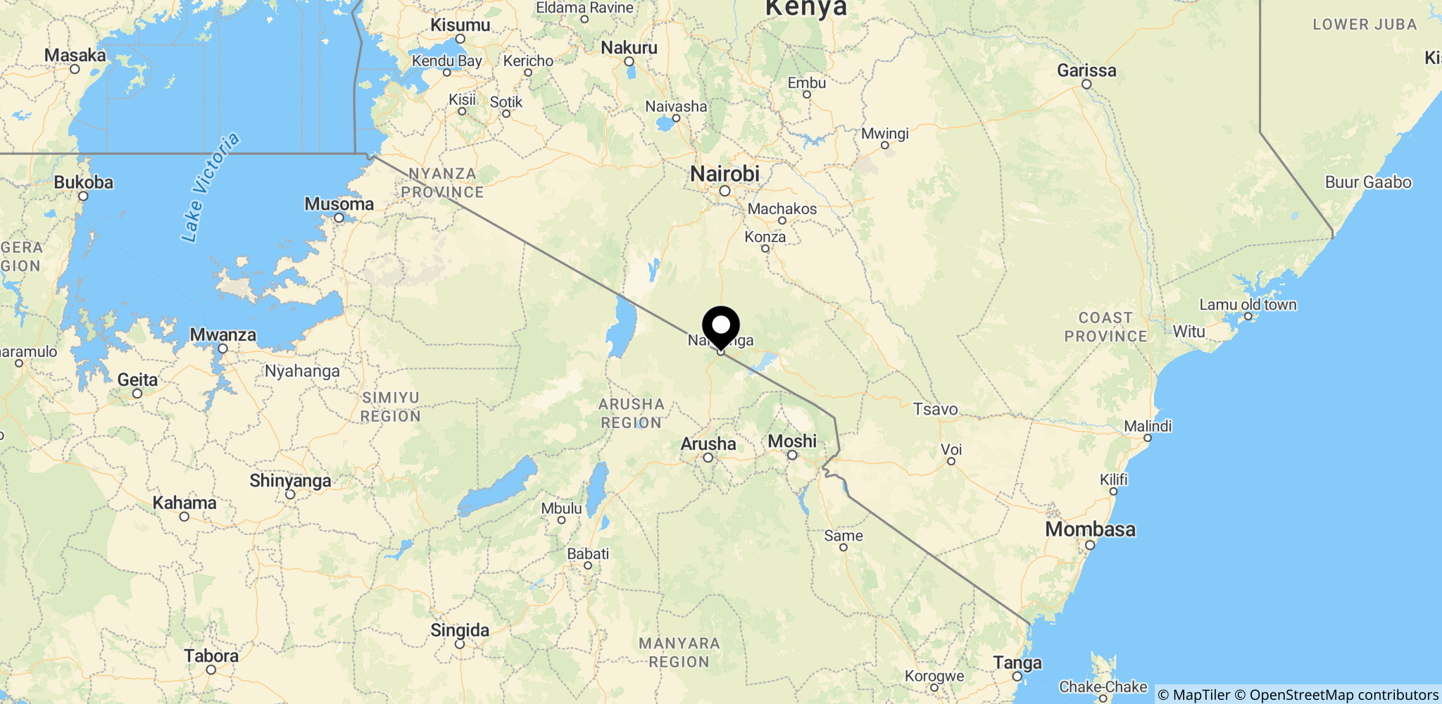 Namanga grænseovergangen mellem Kenya og Tanzania, hvor protester omkring valget spredte sig til grænseområdet